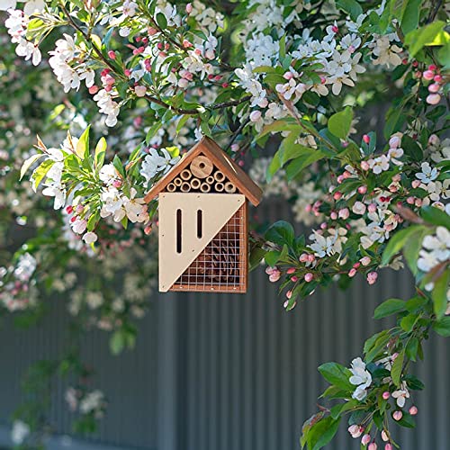 Premium Wooden Insect Hotel for Garden - Natural Bee & Bug House Shelter for Pollinators - Outdoor Habitat for Beneficial Insects (Use in Gardens, Backyards, and Eco-Friendly Landscapes)