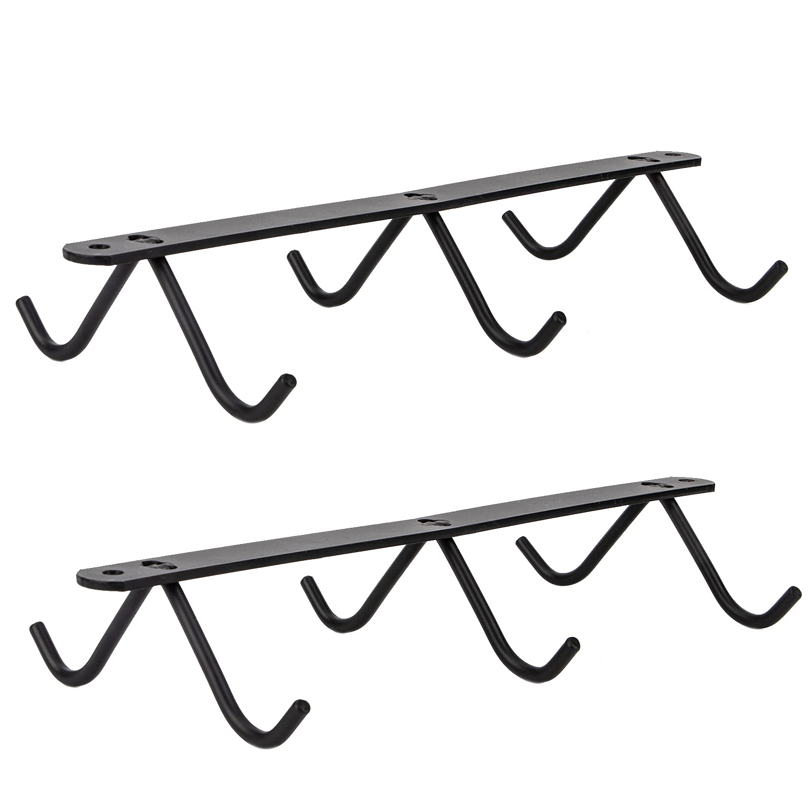 Dedoot 6-Hook Mug Rack Set of 2 - Under Cabinet Metal Coffee Cup Holder with Drainage - Space Saving Kitchen Organizer for Mugs, Cups & Utensils - Black - Perfect for Small Kitchens & Coffee Stations