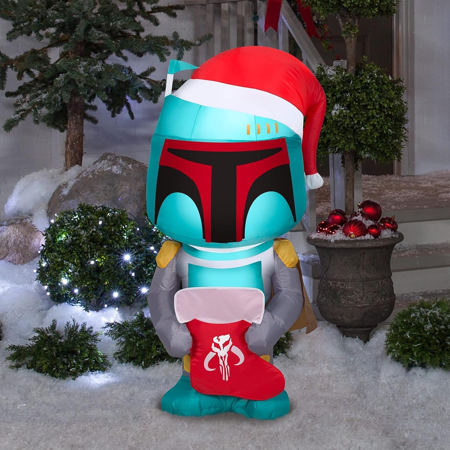 4' Airblown® Boba Fett Inflatable Christmas Decoration - Star Wars Holiday Yard Decor for Outdoor Xmas Party & Home Festive Display