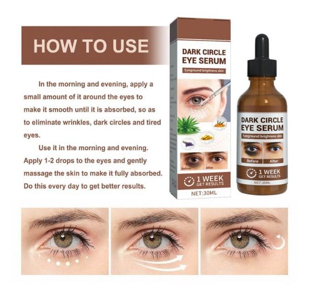 YELURI Dark Circle Eye Serum - Brightening & Anti-Aging Eye Treatment for Puffiness & Wrinkles (30ml) | Day & Night Use for Tired Eyes | Cruelty-Free Skincare