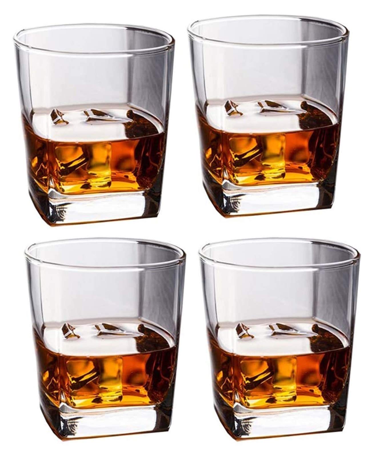YUESFZ 4-Piece Whiskey Glass Set - Heavy Duty Bourbon Glasses for Old Fashioned Cocktails, Scotch & Whiskey Drinking - Perfect Rocks Glassware Gift for Men - Ideal for Home Bar, Parties & Relaxing Evenings