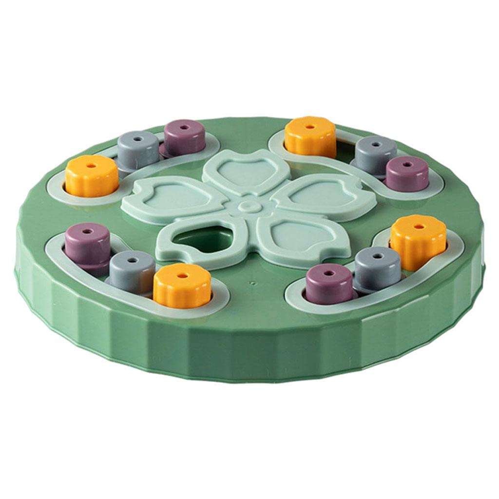 Interactive Dog Puzzle Feeder - Slow Treat Dispenser Toy for Pet IQ Training & Brain Games (Green) - Perfect for Mealtime Enrichment