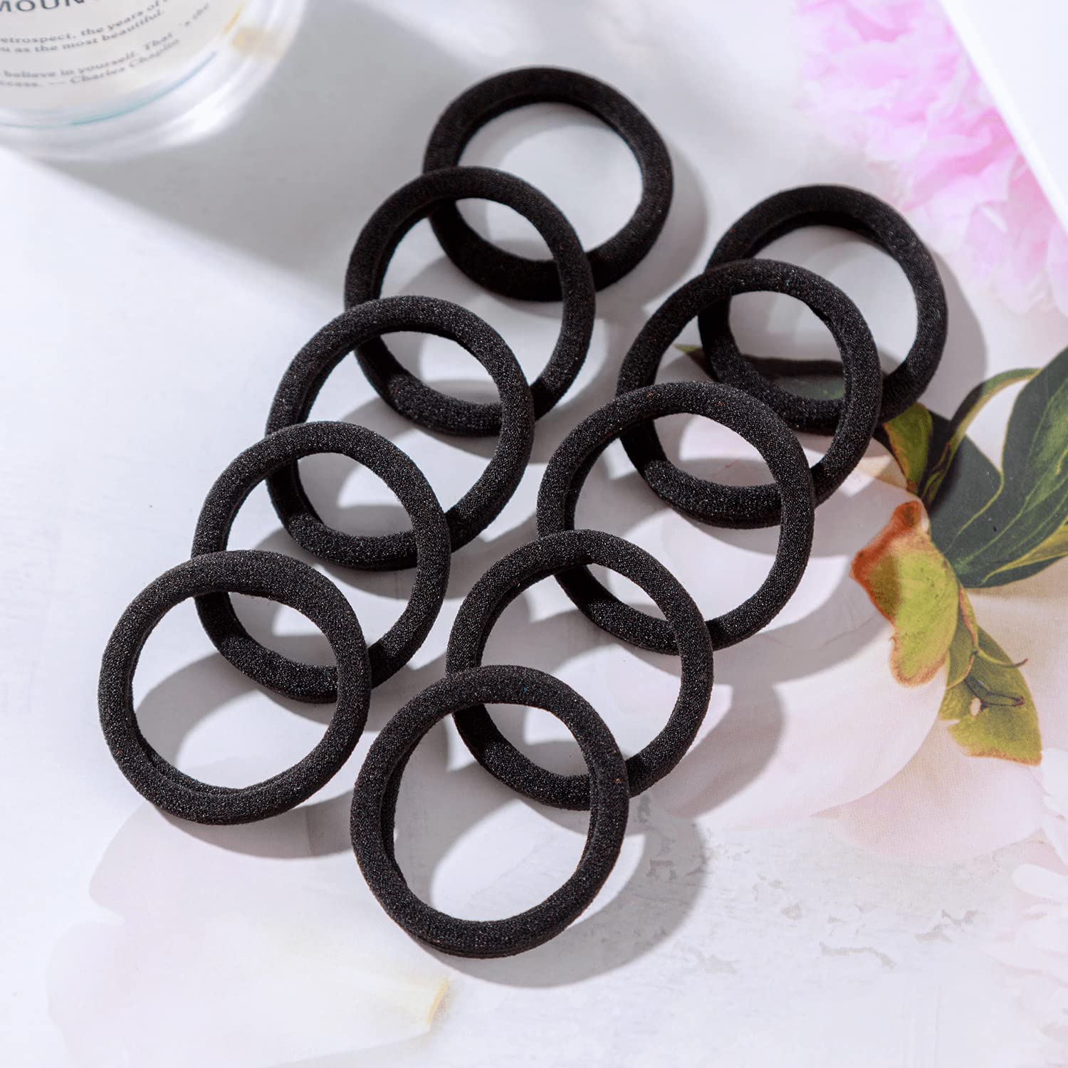 ZBORH 100PCS Black Seamless Hair Ties for Women - No Damage Elastic Ponytail Holders for Thick Hair - Perfect for Workouts, Office, and Everyday Styling