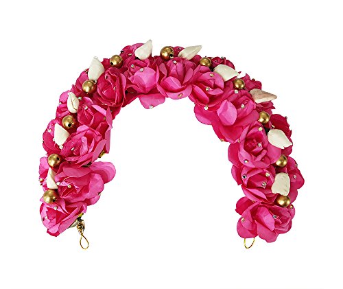 Raaya Stylish Hair Gajra for Women & Girls - Artificial Floral Hair Bun Decoration Accessory for Weddings & Parties (Pink, Pack of 1) - Perfect for Bridal, Indian Traditional & Festive Occasions