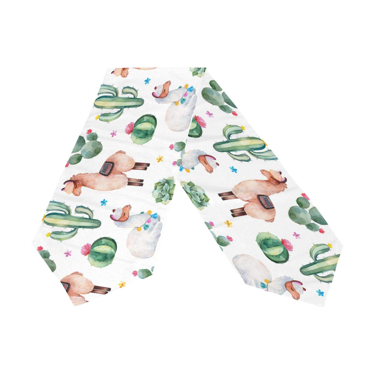 MOYYO Green Cactus & Cute Llamas Alpaca Table Runner - 13 x 70 Inch Polyester Tablecloth for Coffee Tables, Weddings, Parties & Home Decor | Perfect for Dining Room, Kitchen, Banquets, and Special Events