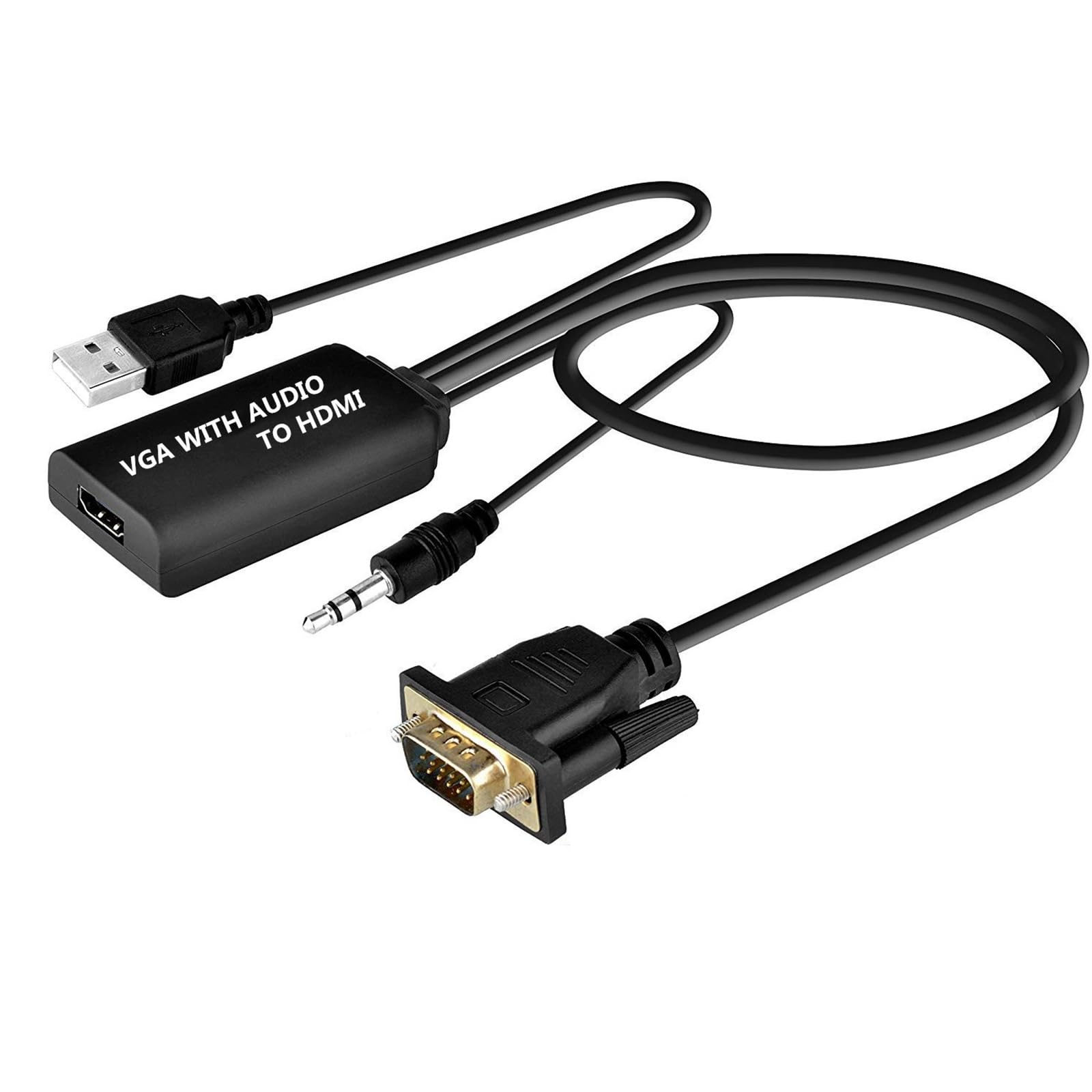 MOUDOAUER VGA to HDMI Adapter 1080P HD Converter Dongle for PC, Laptop, Monitor, Projector, HDTV - Ideal for Home Office, Gaming, and Presentations