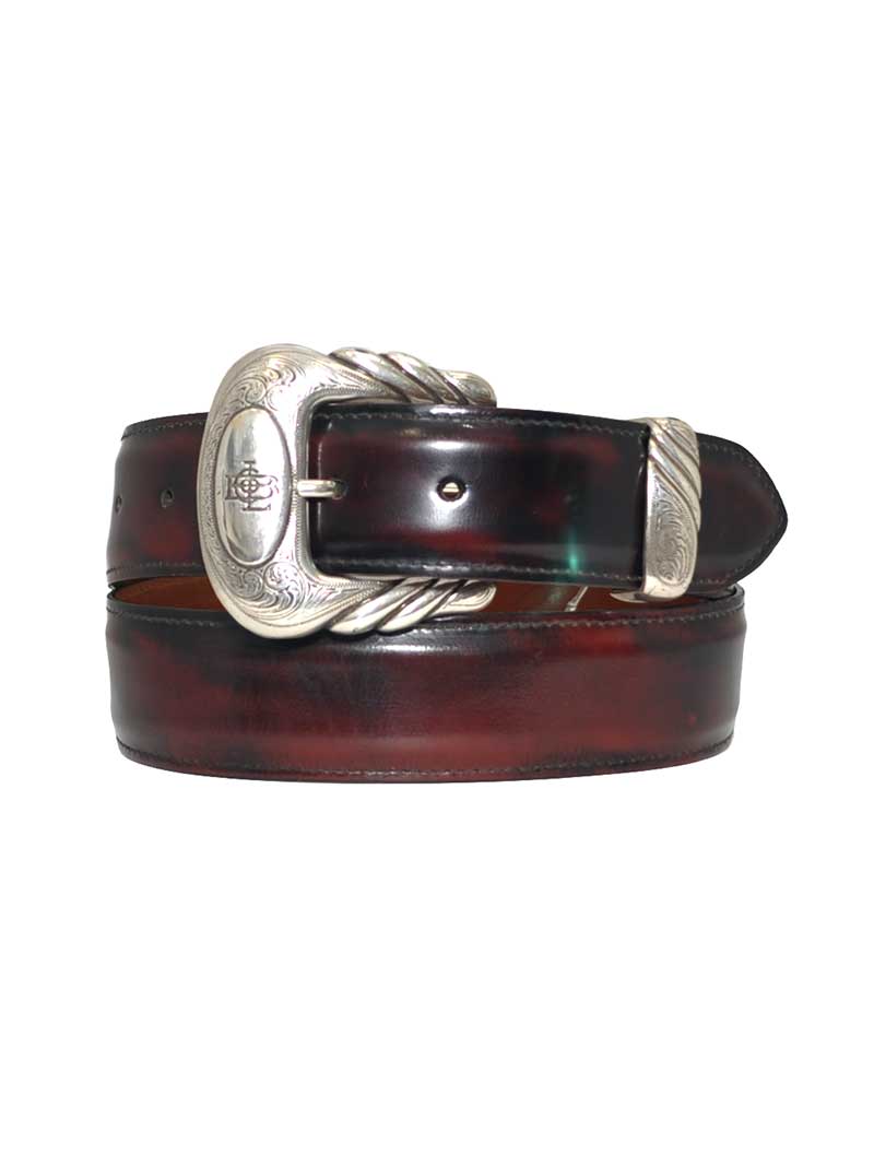 Lucchese W2211 Classic Western Belt - Genuine USA Made Goat Skin Leather - Black Cherry Color - Perfect for Cowboy Boots, Rodeo Events & Western Fashion