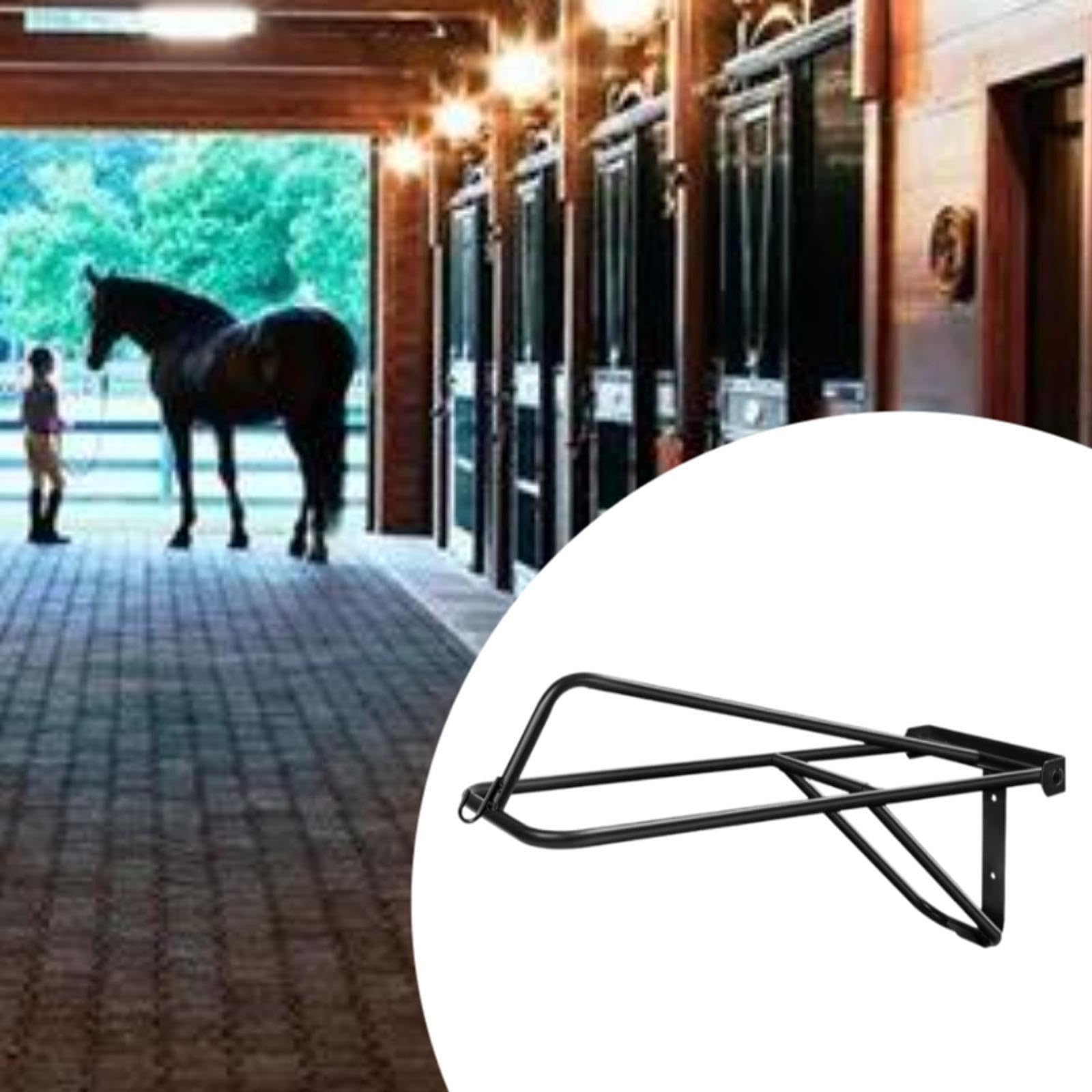 Amagogo Folding Horse Saddle Rack - Wall Mounted Saddle Storage Stand for Barn & Tack Room - Durable Black Saddle Pad Organizer | Perfect for Equestrian Gear Organization & Stable Accessories