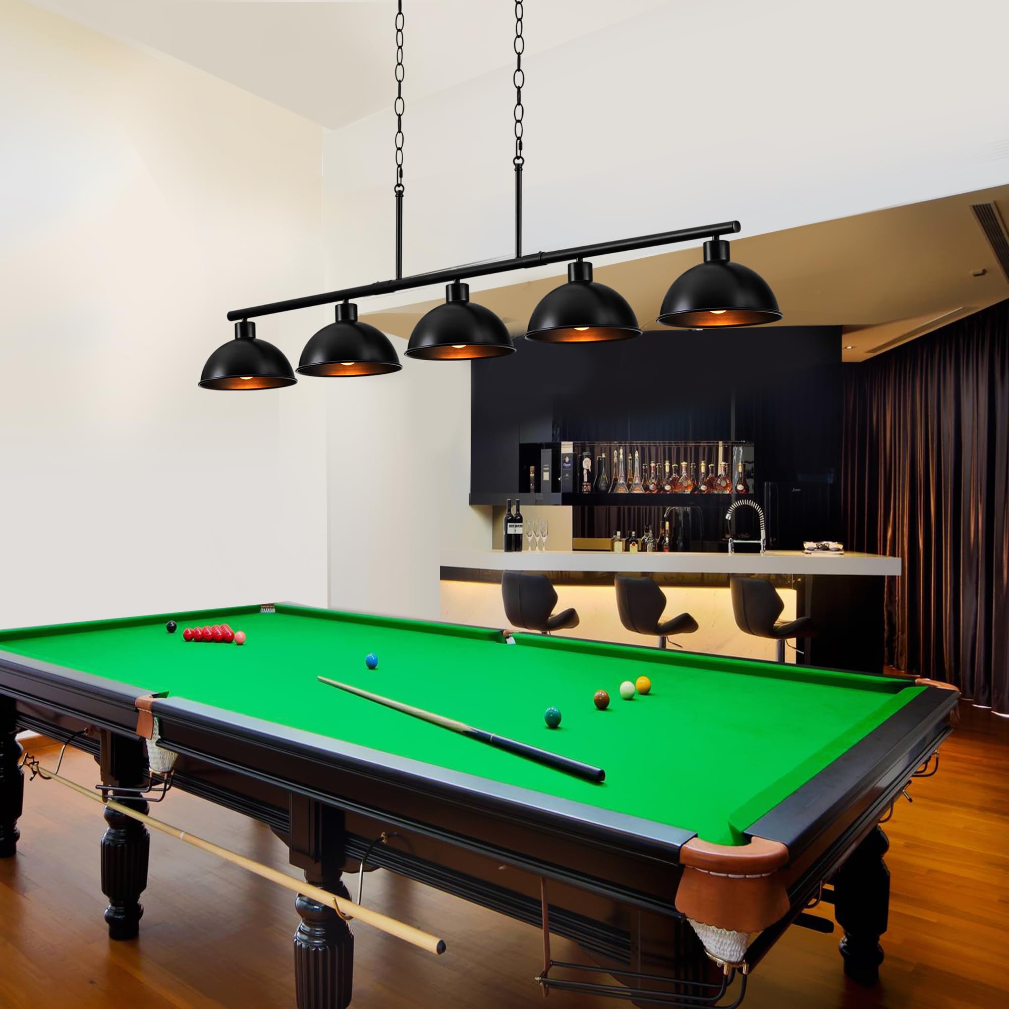 Premium Billiard Table Light Fixture - Adjustable Hanging Pool Table Lamp for Game Rooms & Bars - Dimmable LED Chandelier for Dining Room, Kitchen Island & Farmhouse Decor - Perfect Lighting for Nighttime Games & Entertainment Gatherings