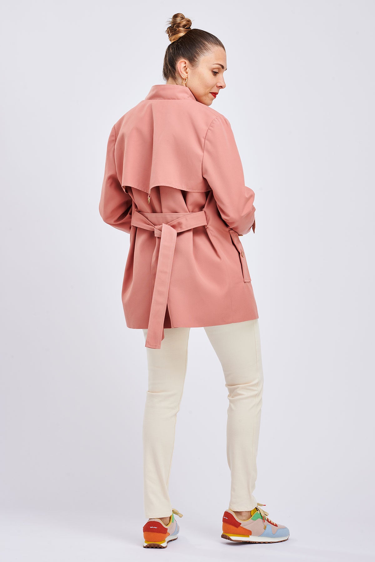 I AM PATTERNS Bob Trench Coat for Women - Classic Long Waterproof Raincoat with Belt - Perfect for Office, Travel & Fall Fashion