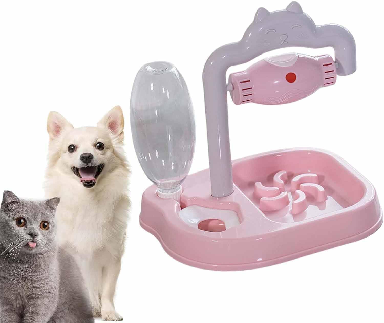 SKOFRI 2 in 1 Automatic Pet Feeder and Water Dispenser for Dogs & Cats - Spill Proof Pet Drinking Fountain with Bottle - Perfect for Puppy, Kitten, and Pet Feeding at Home or Travel