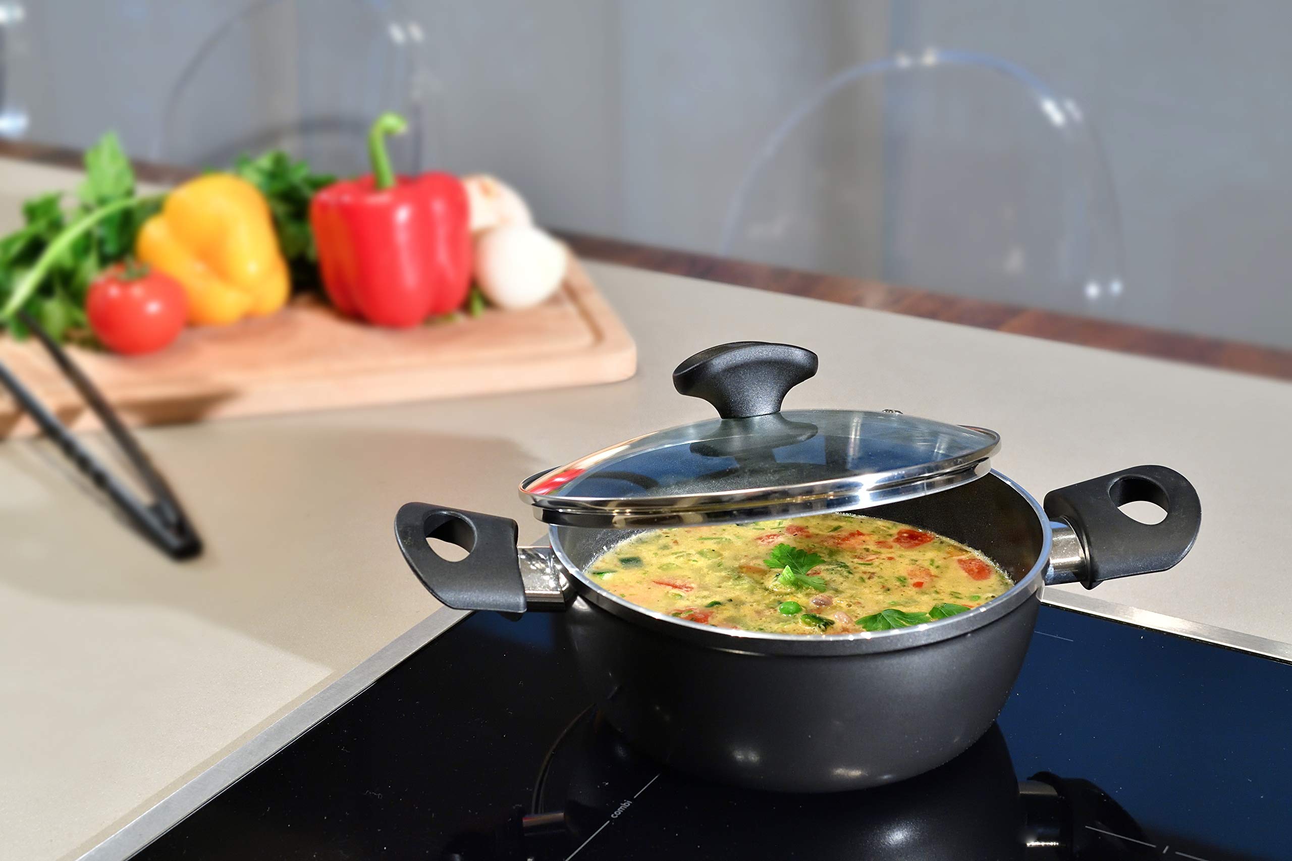 RAVELLI Italia Linea 85 Non Stick Induction Stock Pot - 5 Quart Stainless Steel Cookware for Soups, Stews & Pasta | Perfect for Home Kitchen & Professional Use