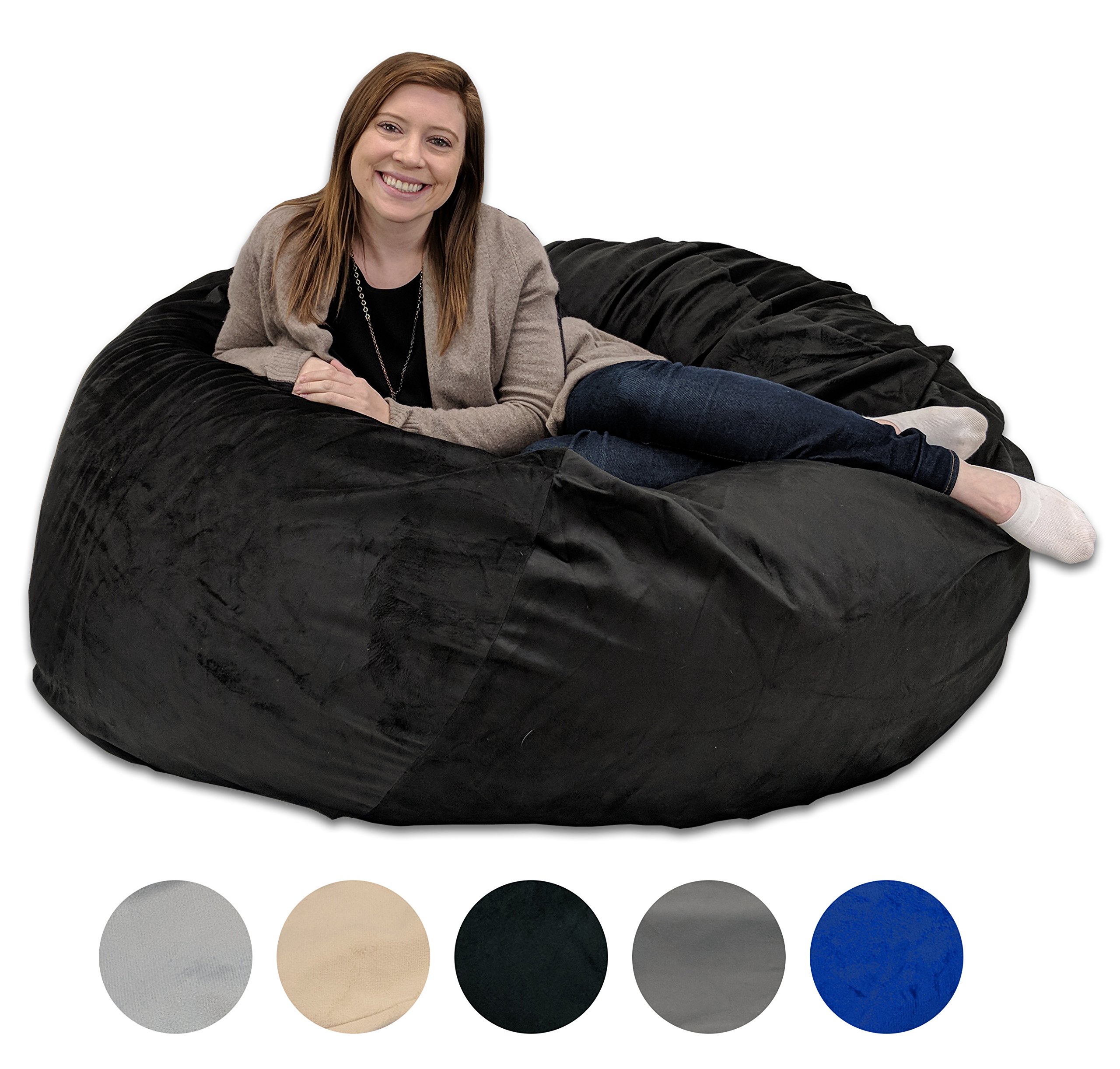 Premium 5ft Memory Foam Bean Bag Chair for Adults - Washable Removable Cover | Comfortable Lounge Chair for Living Room, Bedroom & Game Room Relaxation