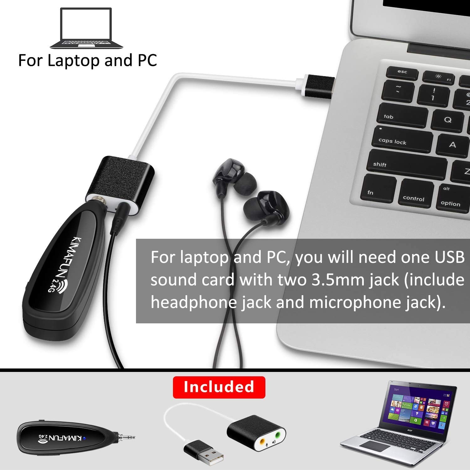 KIMAFUN 2.4G Wireless Microphone System with Headset & Lavalier Mics - Dual Transmitter/Receiver Set for Teaching, Presentations, Weddings, School Plays (Model G102) | Perfect for Public Speaking, Karaoke, Church Services & Online Streaming