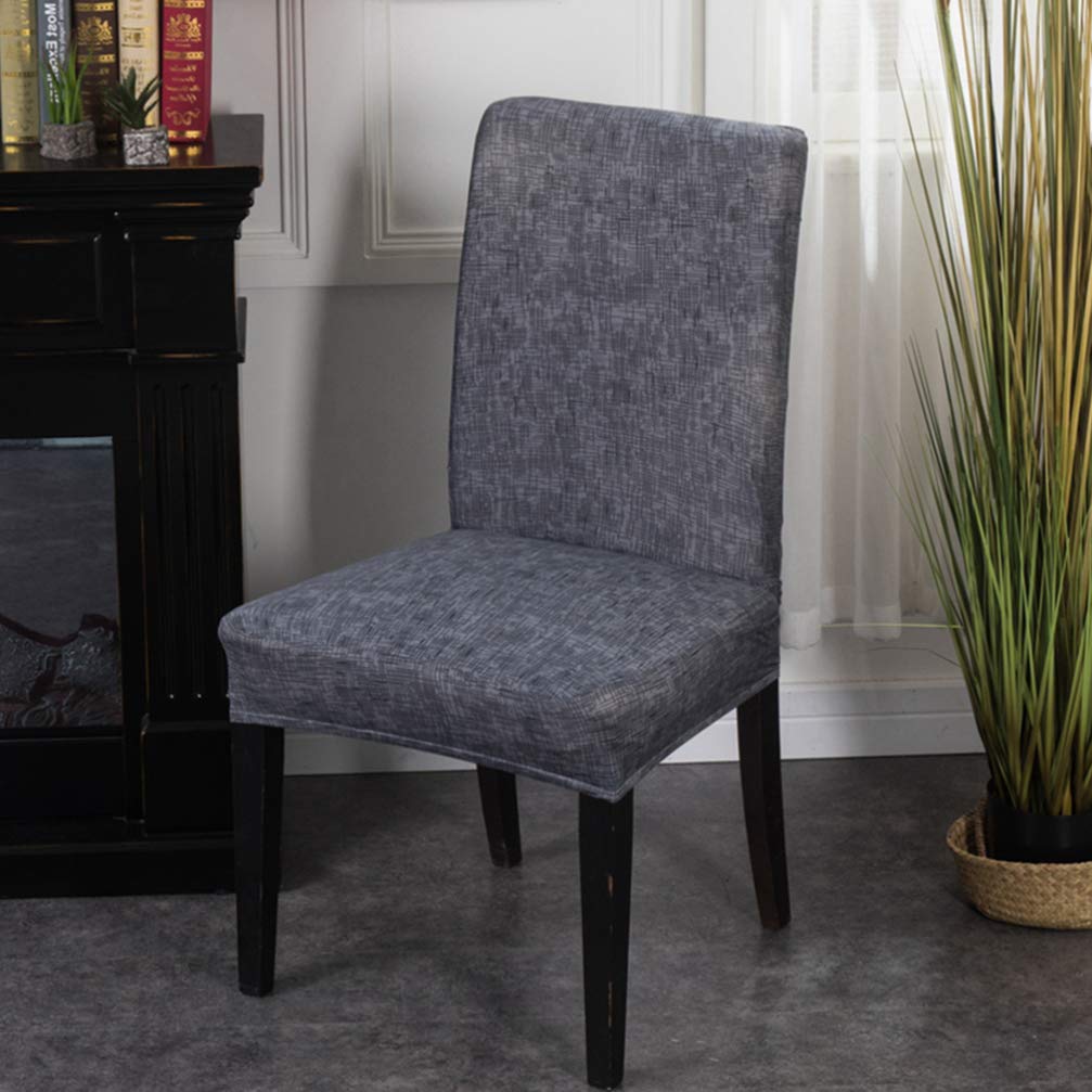 VOSAREA 4-Piece Wedding Chair Covers Set - Stretchable Polyester Dining Chair Slipcovers with Linen Pattern - Fits Parsons Chairs, Armchairs & High Chairs - Perfect for Weddings, Parties & Home Decor