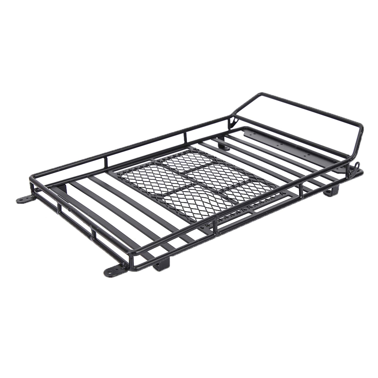 Black Lightweight RC Car Roof Rack with Headlamp, Portable Luggage Rack for 1/10 RC Trucks & Crawlers, Remote Control Vehicle Accessory for Off-Road Adventures and Outdoor Exploration