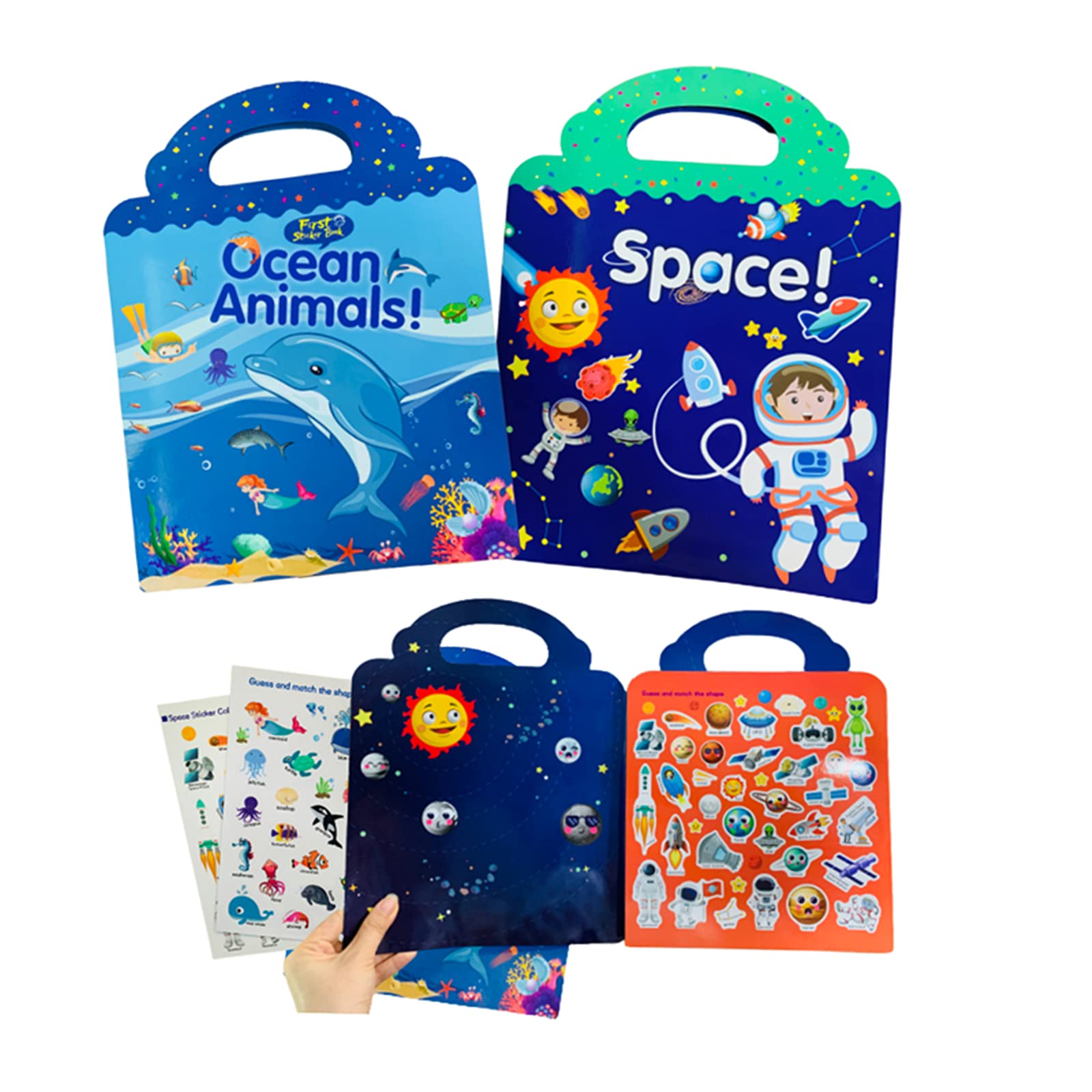 Reusable Static Sticker Books for Toddlers Ages 2-5 - Space & Ocean Animal Learning Activity Set with Fun Theme Sheets | Perfect for Preschool Education, Travel Entertainment & Creative Play