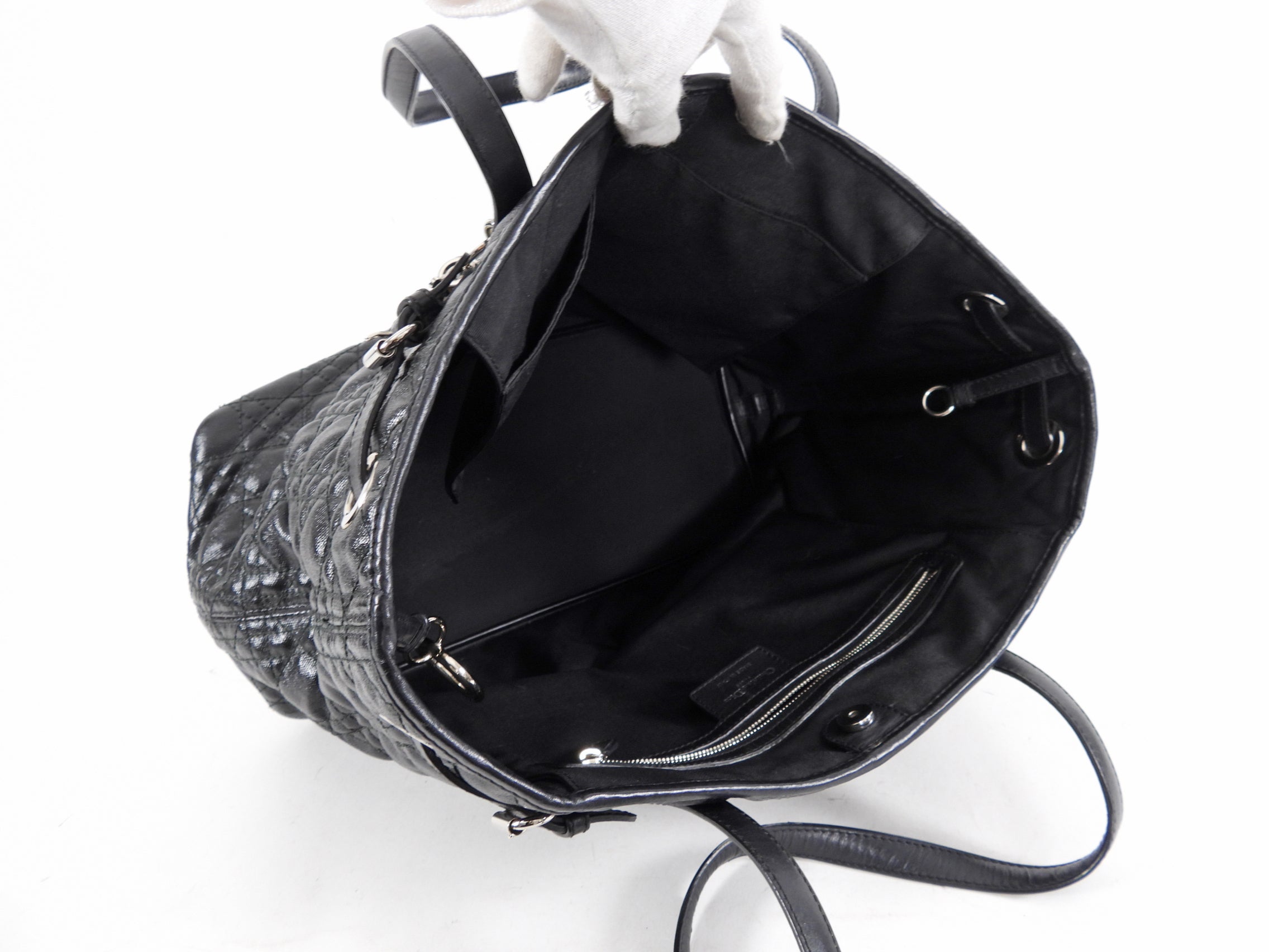 Christian Dior Black Cannage Panarea Leather Tote Bag - Luxury Designer Handbag for Women, Work, Travel & Everyday Use
