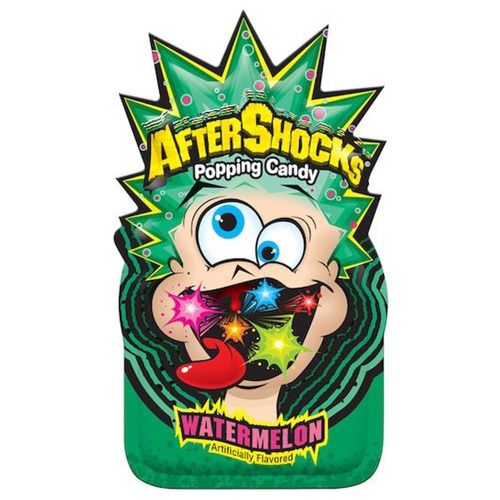 Aftershocks Watermelon Popping Candy - 24 Pieces per Pack (8 Packs per Case) - Fun Party Snack for Kids, Movie Nights & Birthday Celebrations