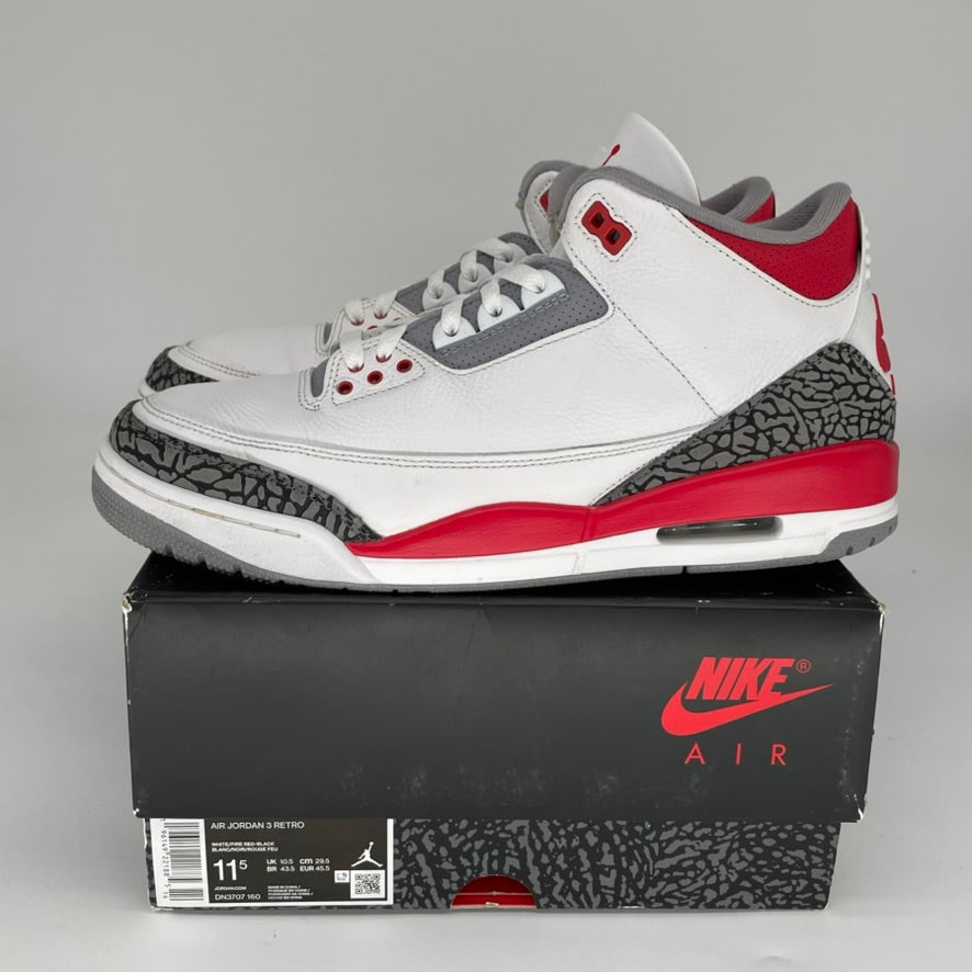 Air Jordan 3 Retro 'Fire Red' Men's Basketball Shoes Size 11.5 DN3707-160 - Perfect for Streetwear & Sneaker Collectors