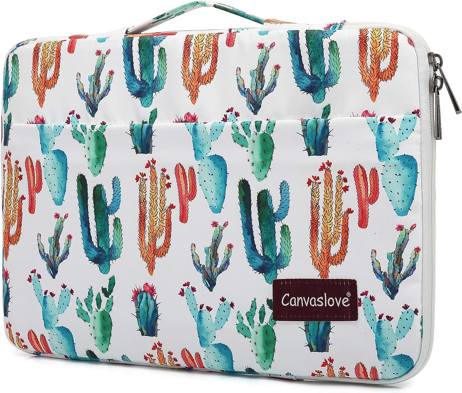 Premium Cactus Print Laptop Sleeve for MacBook 14 inch & Surface Laptop 14.4 inch - Shockproof Bubble Cushion Case with Handle & Storage Pockets | Perfect for Work, Travel & School Commute