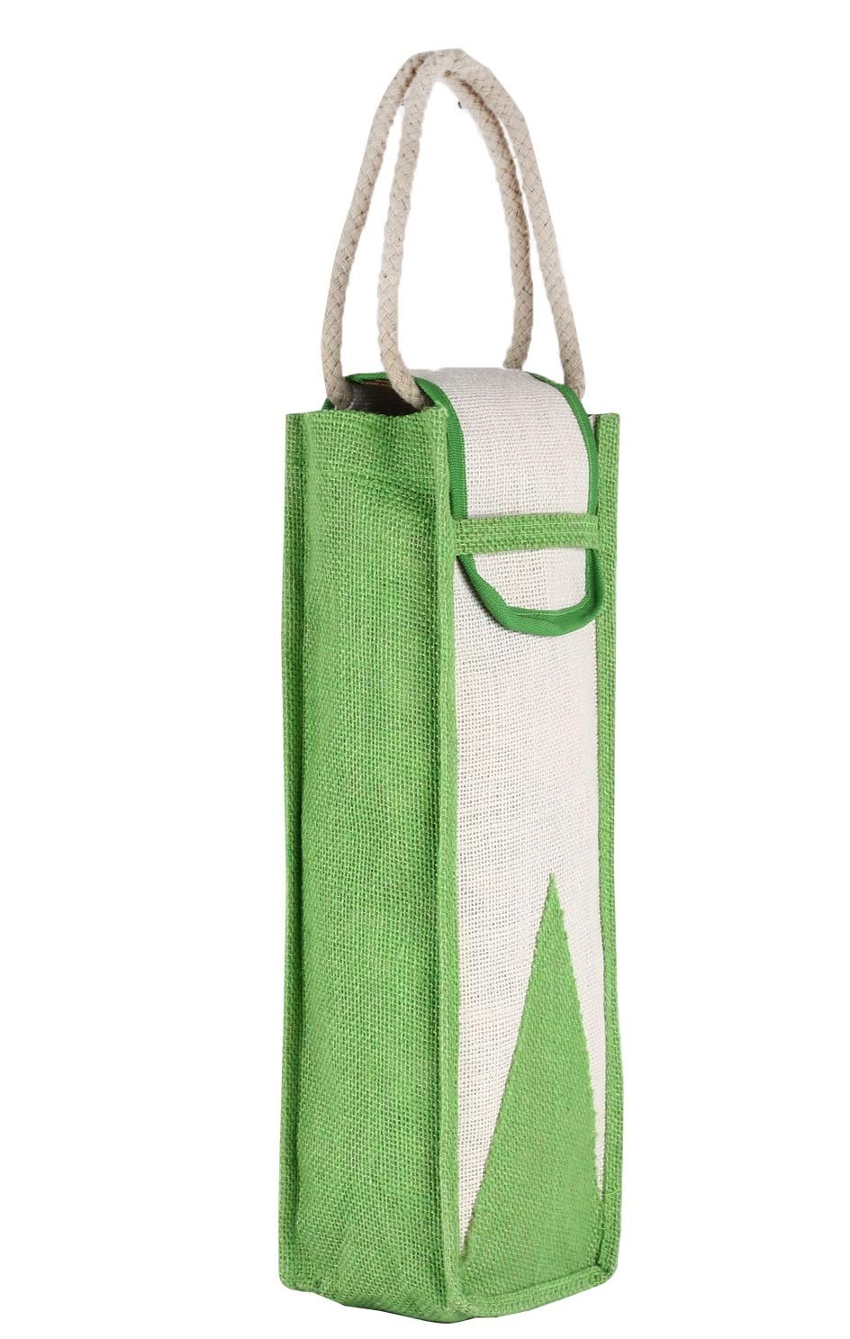 Sontronix Eco-Friendly Jute Reusable Water Bottle Carry Bag - Green | Sustainable Grocery Shopping, Gym, Hiking & Travel Accessory