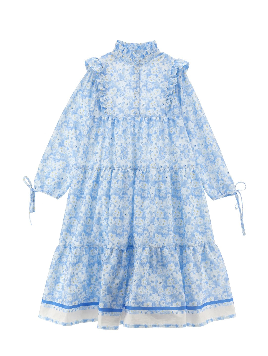Philosophy Long Sleeve Printed Blue Dress for Women - Elegant Casual & Office Wear - Perfect for Work, Dates, and Special Occasions
