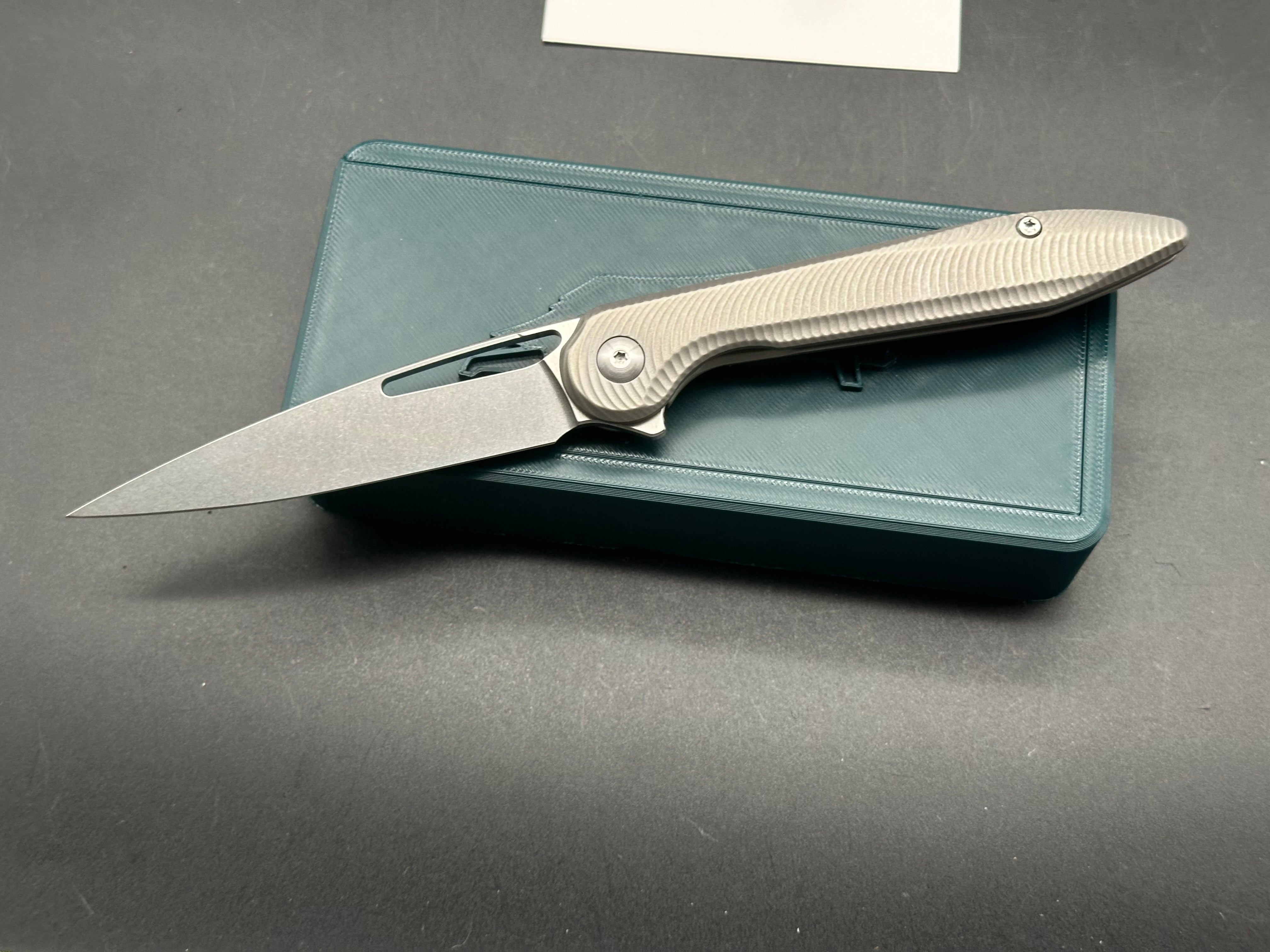 Boos Blades Custom Aero Flipper Knife - Premium EDC Pocket Knife for Outdoor, Camping & Everyday Carry | Smooth Flipper Action & Durable Titanium Handle