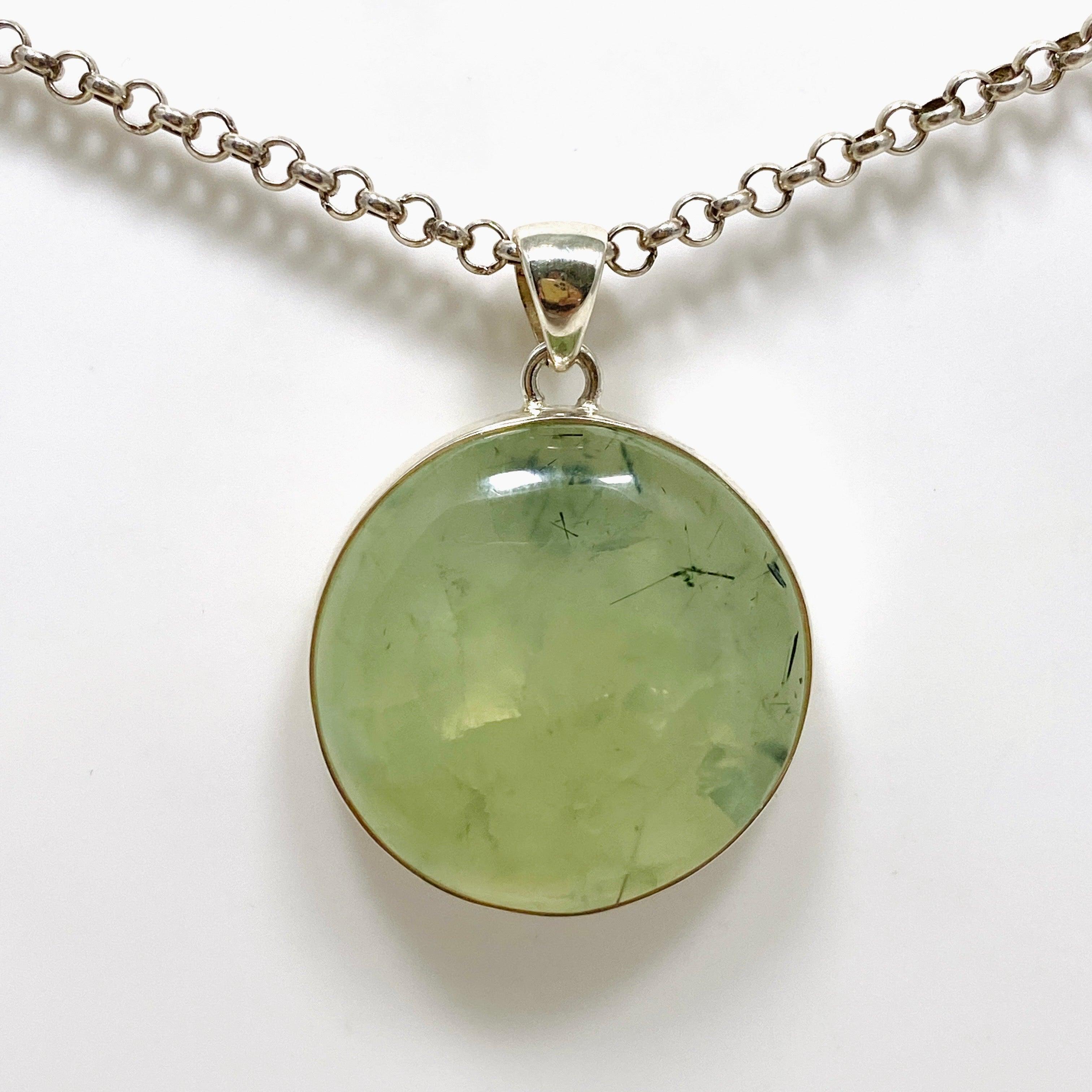 Natural Prehnite Round Pendant Necklace KPGJ4284 - Elegant Gemstone Jewelry for Women, Perfect for Daily Wear, Gifts & Special Occasions