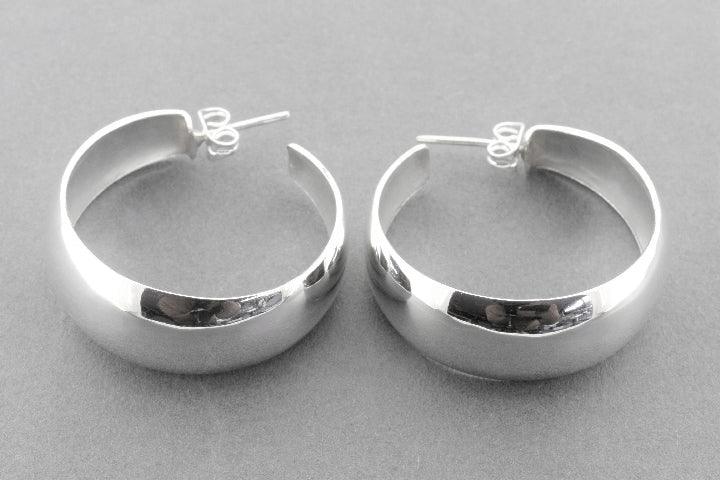 Large Clean Convex Hoop Earrings - Sterling Silver Studs for Women - Perfect for Everyday Wear & Special Occasions