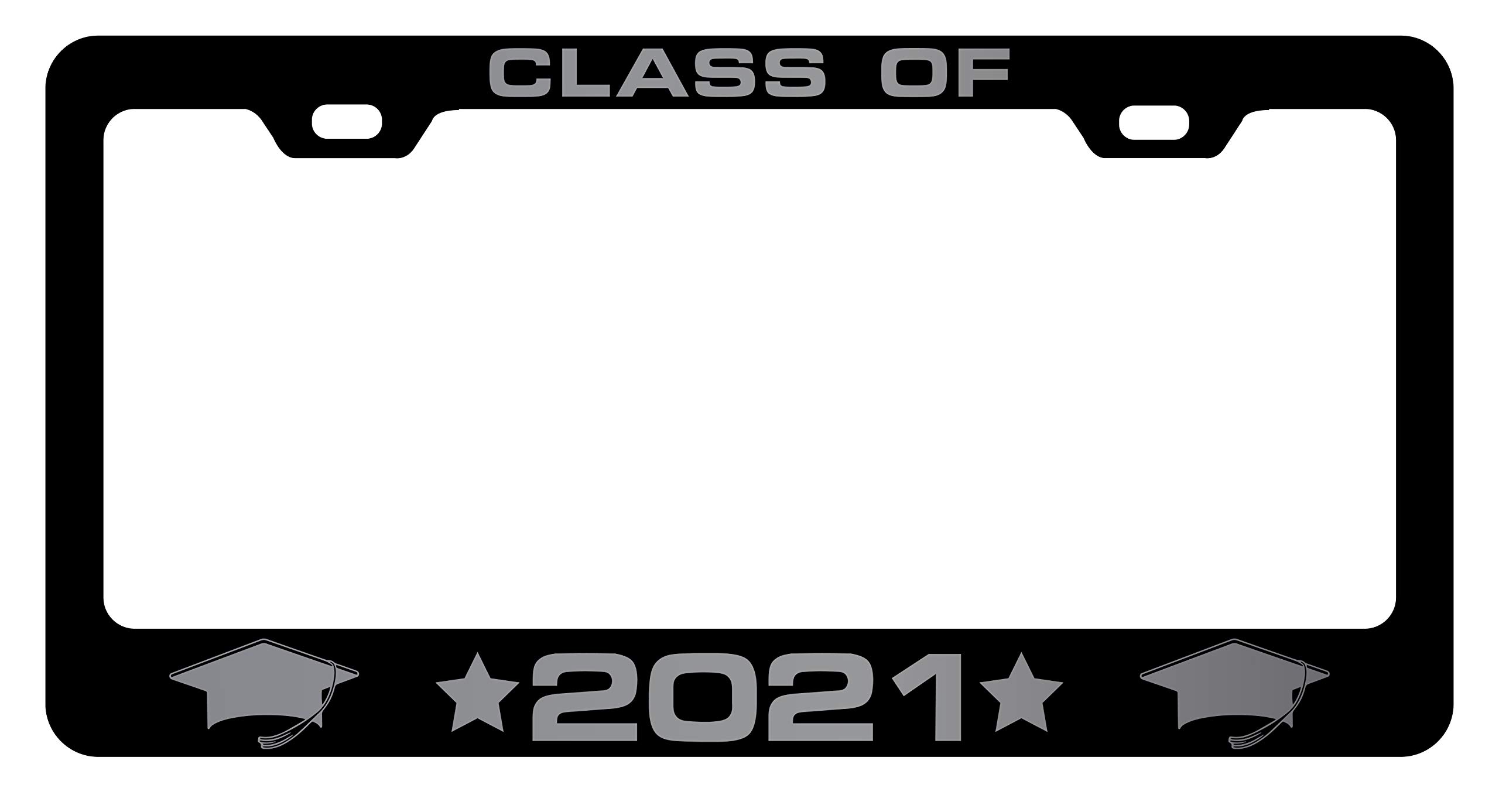 2021 Graduation Metal License Plate Frame - Personalized Etched Black Car Tag Holder - Perfect for Commencement Gifts & Alumni Pride
