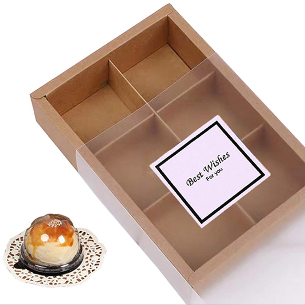 12-Pack Brown Kraft Cupcake Boxes with Inserts & Display Windows - 6 Lattice Baking Containers for Pastries, Cookies & Treats | Perfect for Birthday Parties, Wedding Favors & Gift Packaging