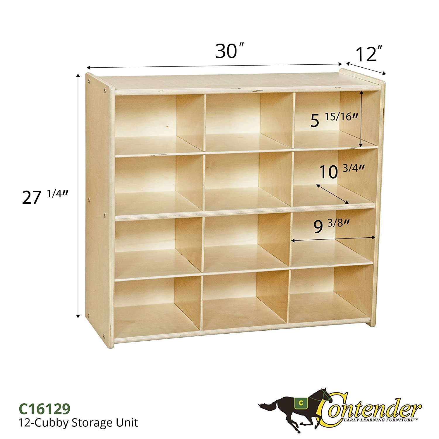 Contender 12-Cube Storage Cabinet with Orange Tray - Kids Art Supplies Organizer, Montessori Classroom & Homeschool Storage Unit [Fully Assembled] - Perfect for Playrooms, Daycares & Homeschool Classrooms
