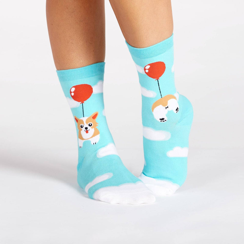 Pup, Pup and Away Women's Crew Socks by Sock It To Me - Fun & Comfortable Novelty Socks for Casual Wear, Gifts, and Dog Lovers