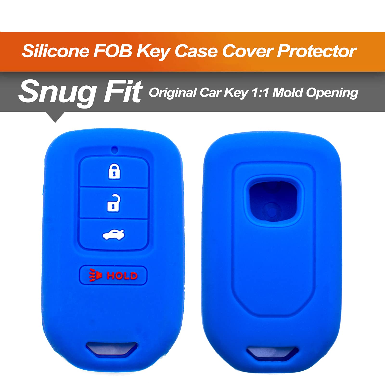 Premium Silicone Key Fob Cover for Honda Accord, Civic, CR-V, Odyssey & More (4-Button Smart Key) - Durable Remote Key Protector Case in Black & Blue | Perfect for Daily Use, Car Protection & Key Organization