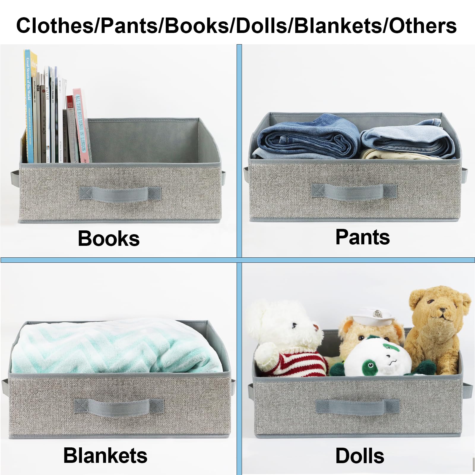 6 Pack Trapezoid Closet Storage Bins & Shelf Organizer Baskets - Foldable Fabric Storage Containers for Clothes, Toys, Towels, Books & Baby Items | Perfect for Bedroom, Nursery & Closet Organization (6PC-Gray)