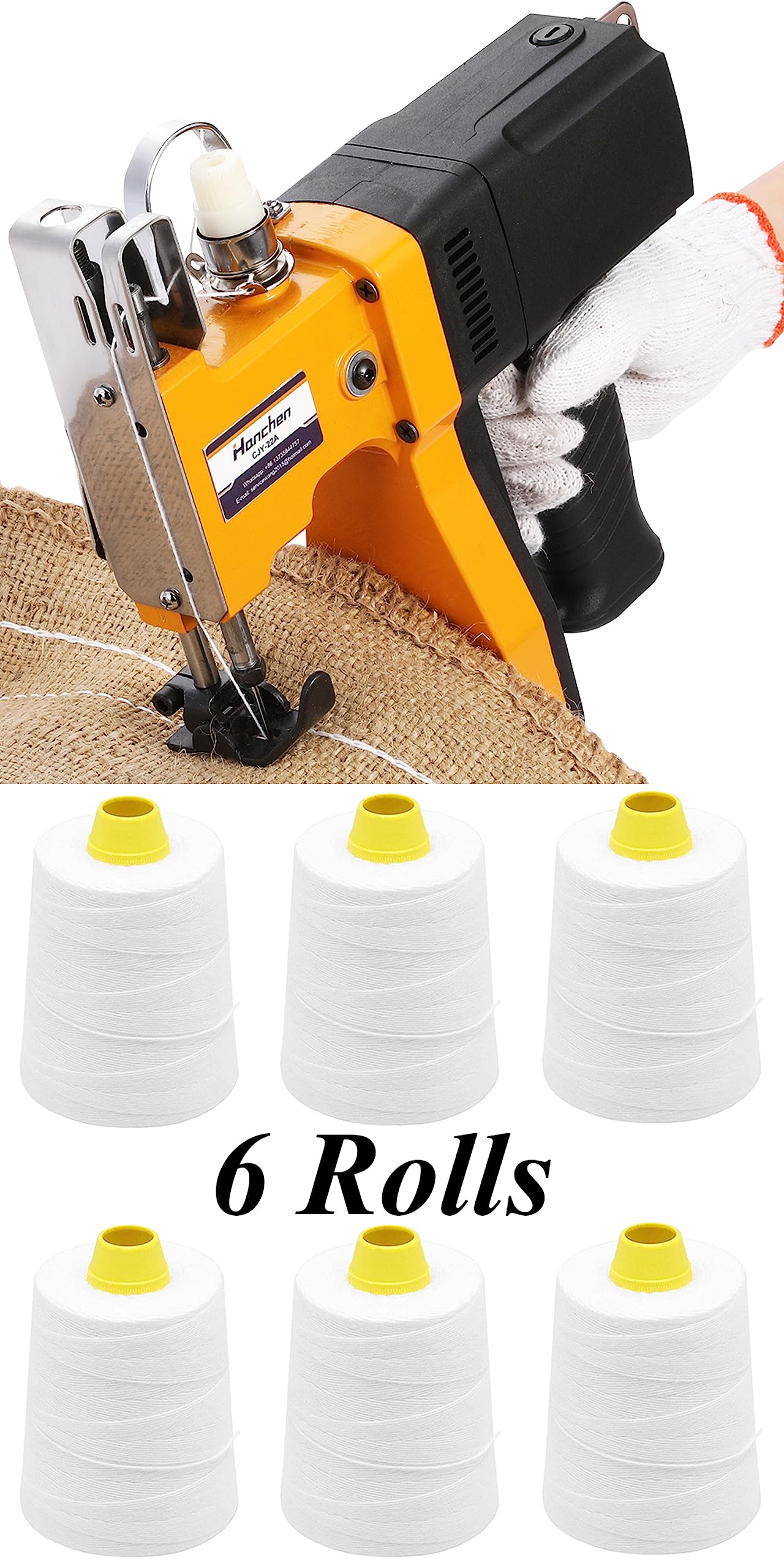 Hanchen Portable Bag Sewing Machine with 6 Spools of High-Quality Thread - Perfect for DIY Crafts, Leather Repair & Home Tailoring Projects
