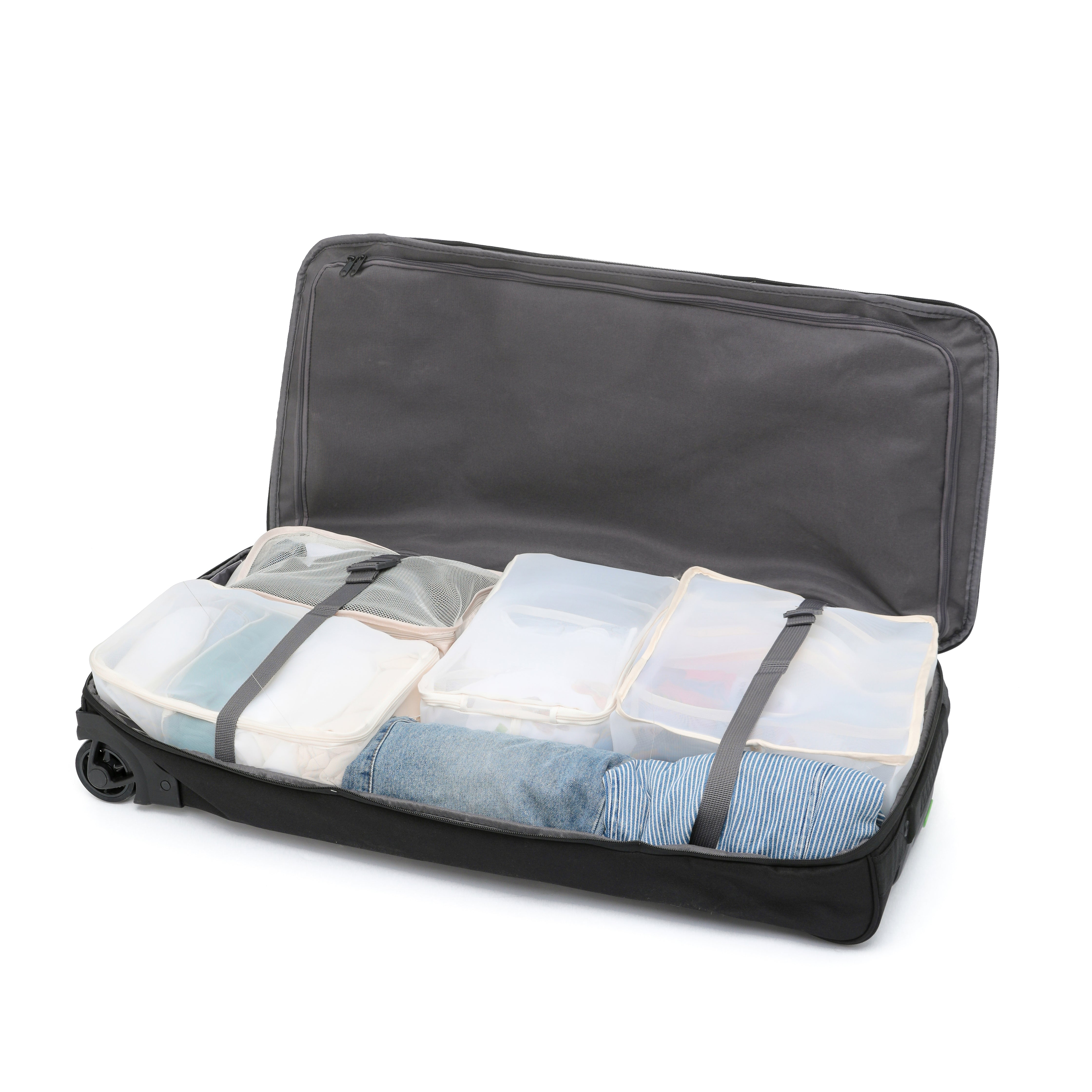 Tosca TCA798TWM 70cm Wheeled Split Compartment Duffle Bag - Black/Lime - Perfect for Travel, Gym & Sports Gear Storage