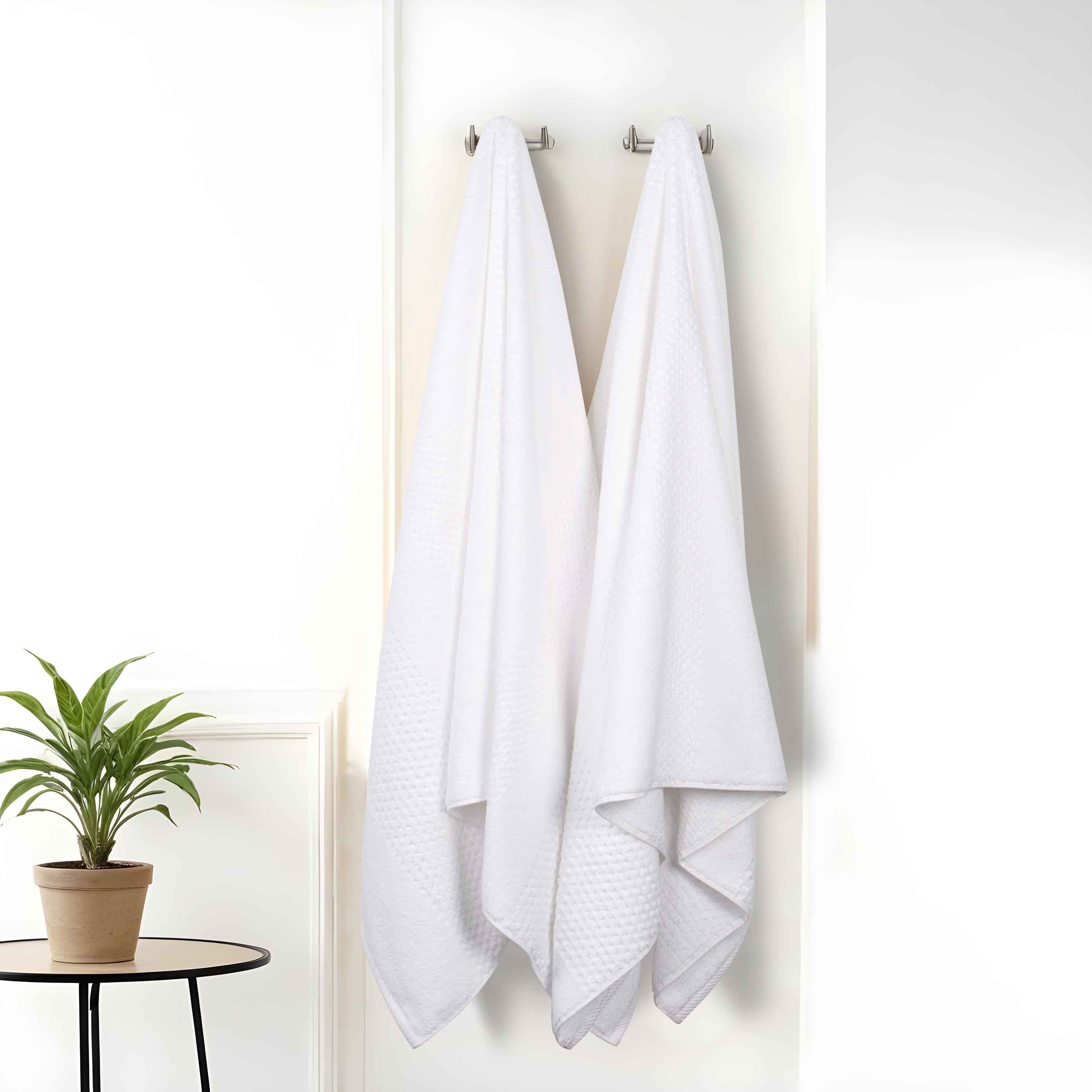 Playa Zero Twist Cotton Solid Waffle Textured Bath Sheets - Ultra Soft & Absorbent Set of 2 | Luxury Spa & Bathroom Essentials for Hotels & Home Use