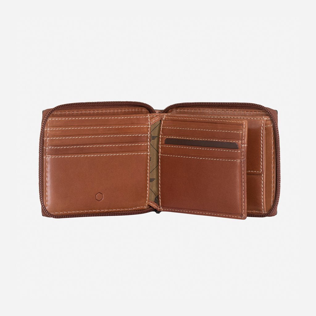Premium Texas Large Zip Around Wallet with Coin Pocket - Genuine Leather RFID Blocking Bifold Wallet for Men - Perfect for Travel, Business & Everyday Use