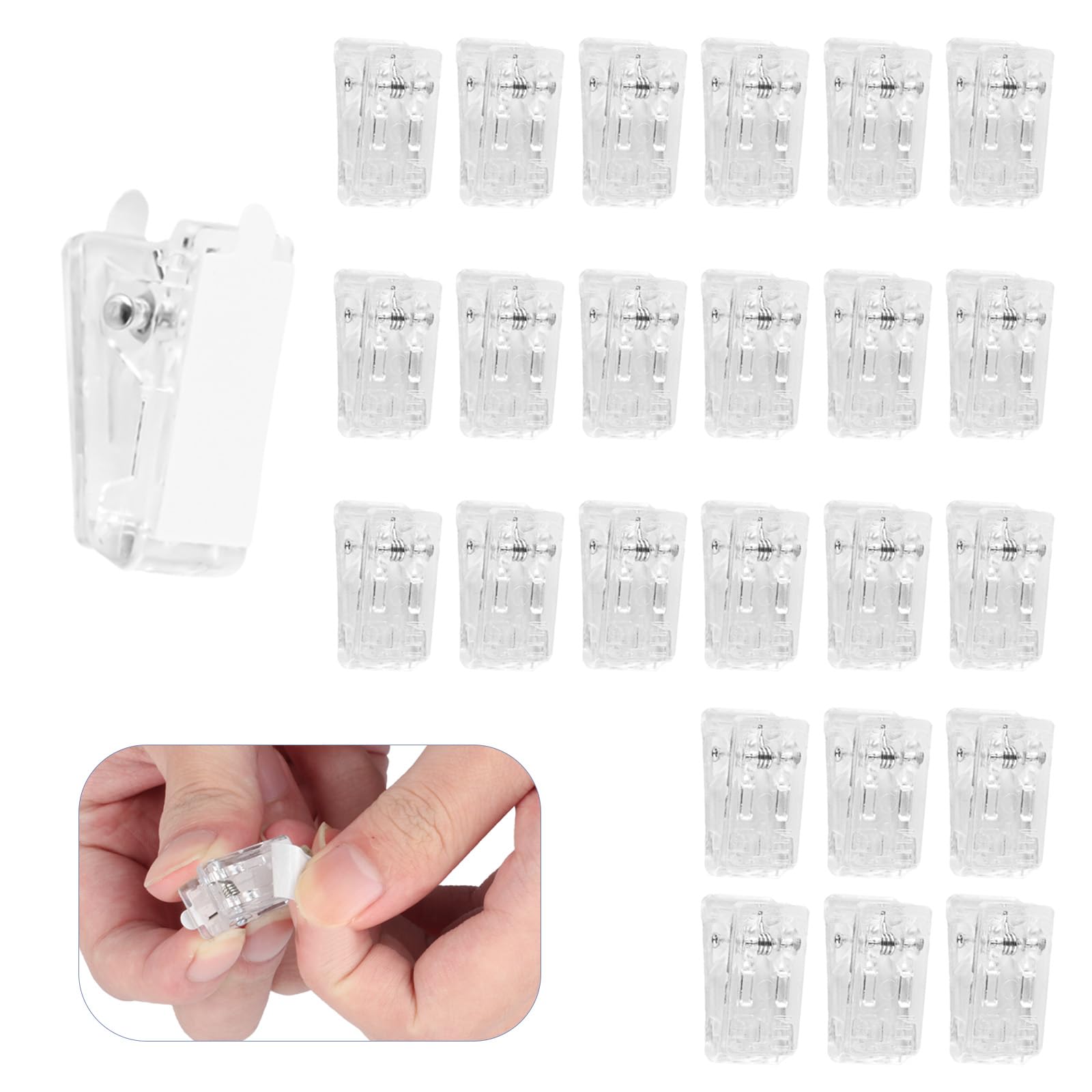 25 Pack Clear Self-Adhesive Wall Hanging Clips - Sticky Tapestry & Photo Clips for Posters, Pictures, Artwork - Strong Spring Clips for Home, Office, Dorm Decor & Organization