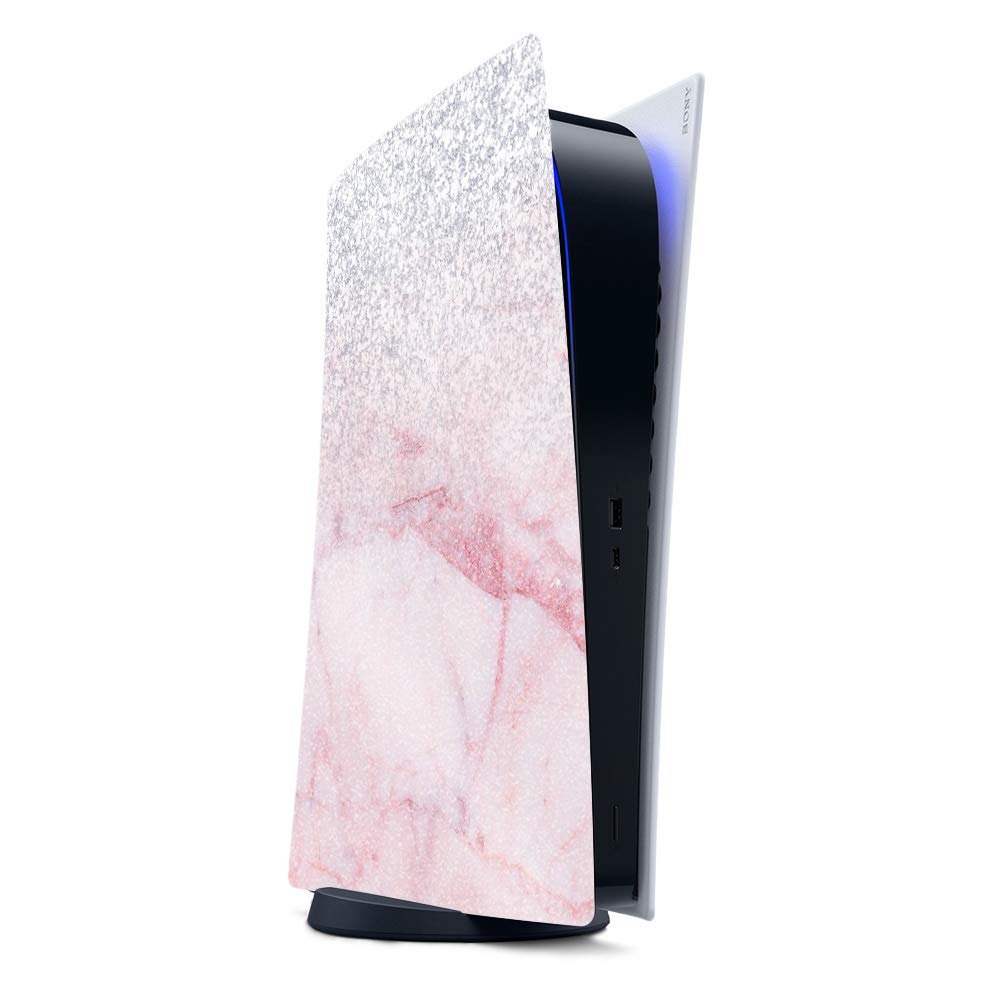 Glossy Glitter PS5 Skin - Girly Marble Dazzle for Gaming Setup | USA Made