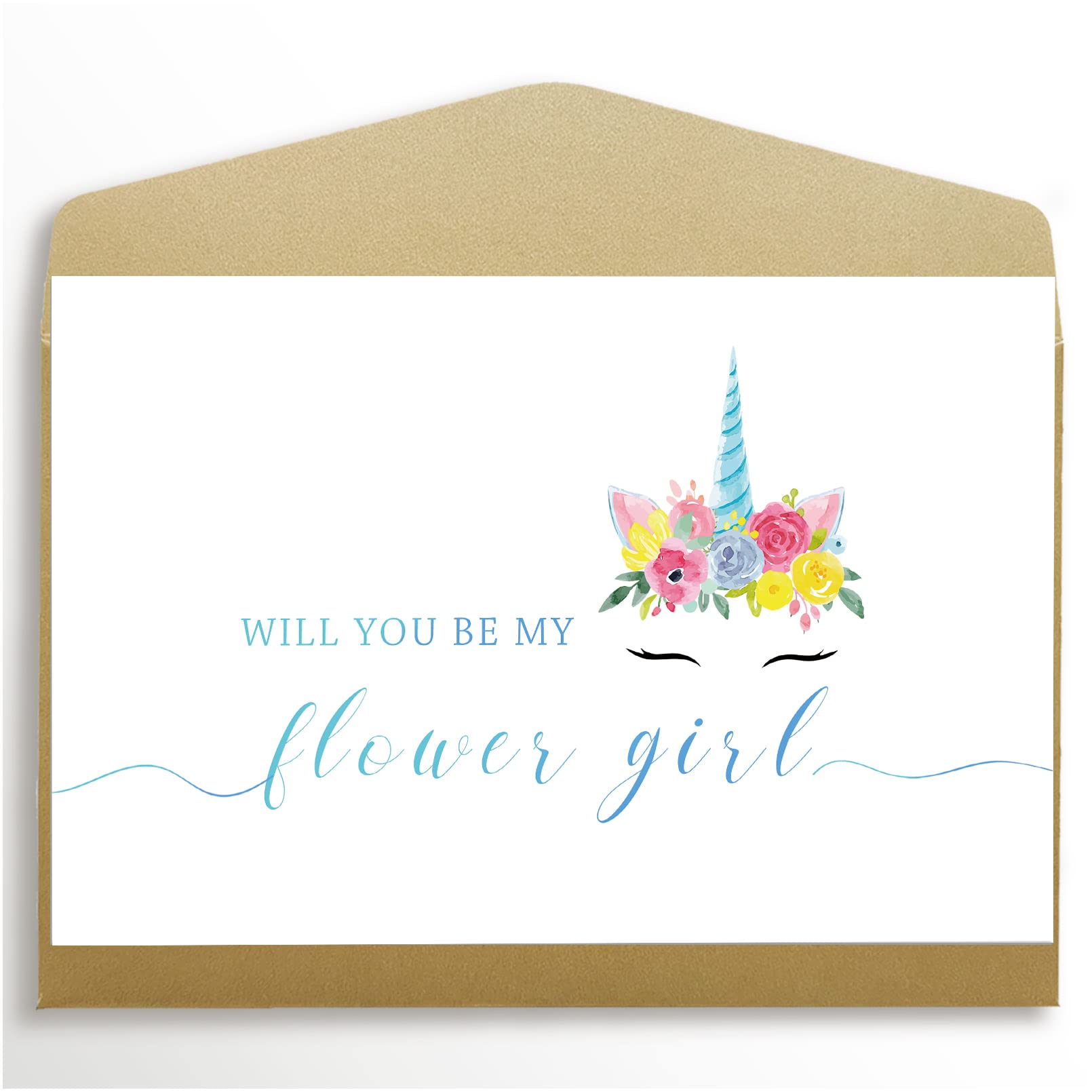 Will You Be My Flower Girl Card - Unicorn Themed Wedding Proposal Card for Flower Girls - Perfect for Bridal Shower, Wedding Day & Special Occasions