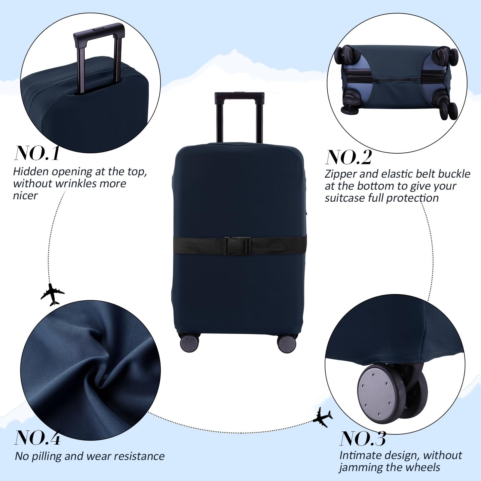 Durable Scratch-Resistant Suitcase Cover for 19-31 Inch Luggage - Tibetan Blue (Fits 24-25 Inch) | Travel Protection for Airlines, Vacation & Business Trips