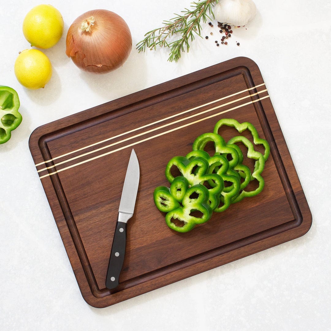 Totally Bamboo Acacia Pinstripe Cutting Board with Juice Groove - 14x11 Inch Kitchen Chopping Board for Meat, Vegetables & Fruits - Perfect for Home Cooking & Food Prep