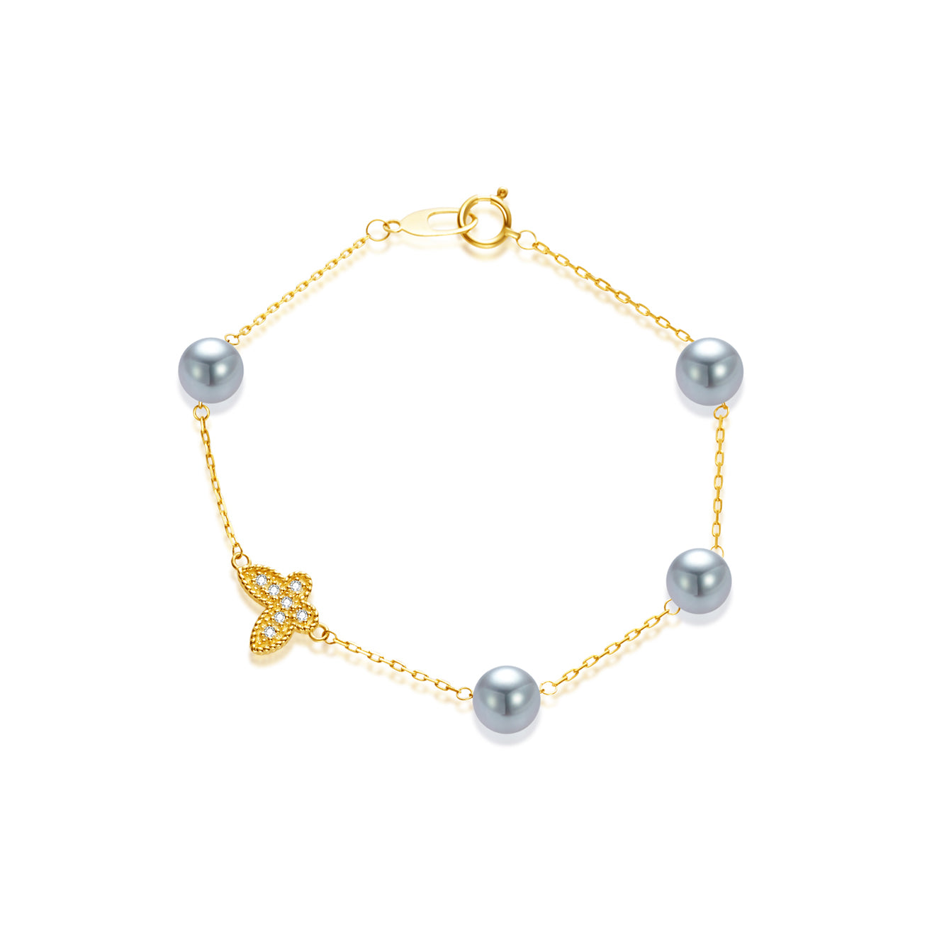 18K Solid Gold Blue Akoya Pearl Bracelet for Women - Elegant Silver-Toned Pearl Jewelry Gift for Anniversary, Wedding & Special Occasions