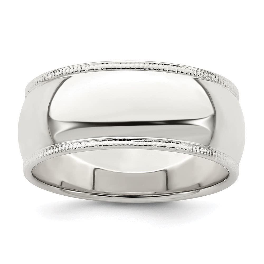 Diamond2Deal Solid 925 Sterling Silver 8mm Milgrain Wedding Band Ring for Women & Men - Elegant Wedding, Engagement & Anniversary Jewelry Gift