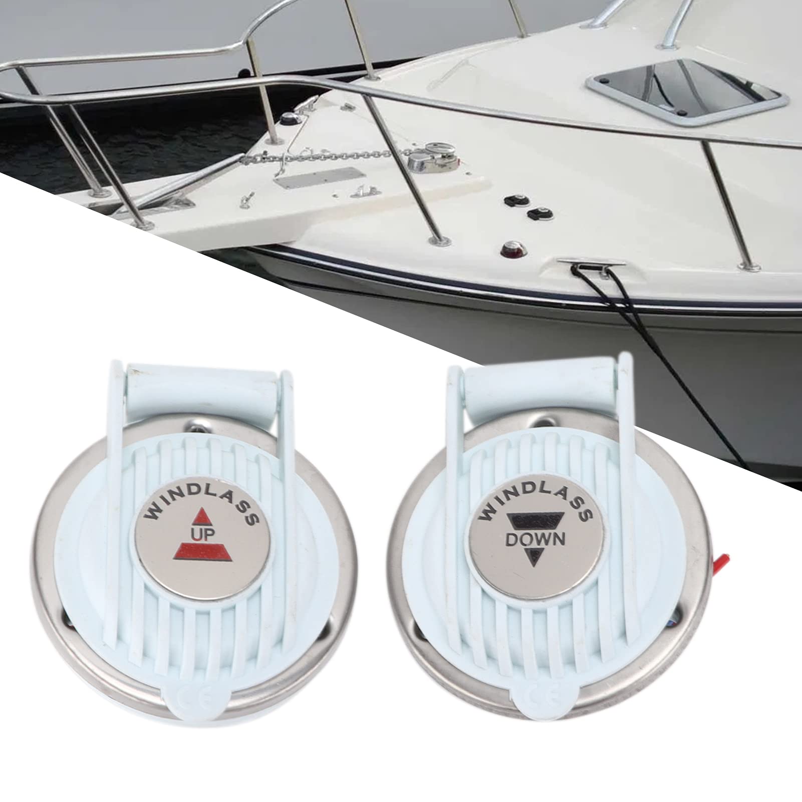 **Marine Anchor Windlass Foot Switch - Compact Deck Mount Boat Winch Control for Up/Down Operation - Ideal for Sailboats, Yachts & Fishing Boats**