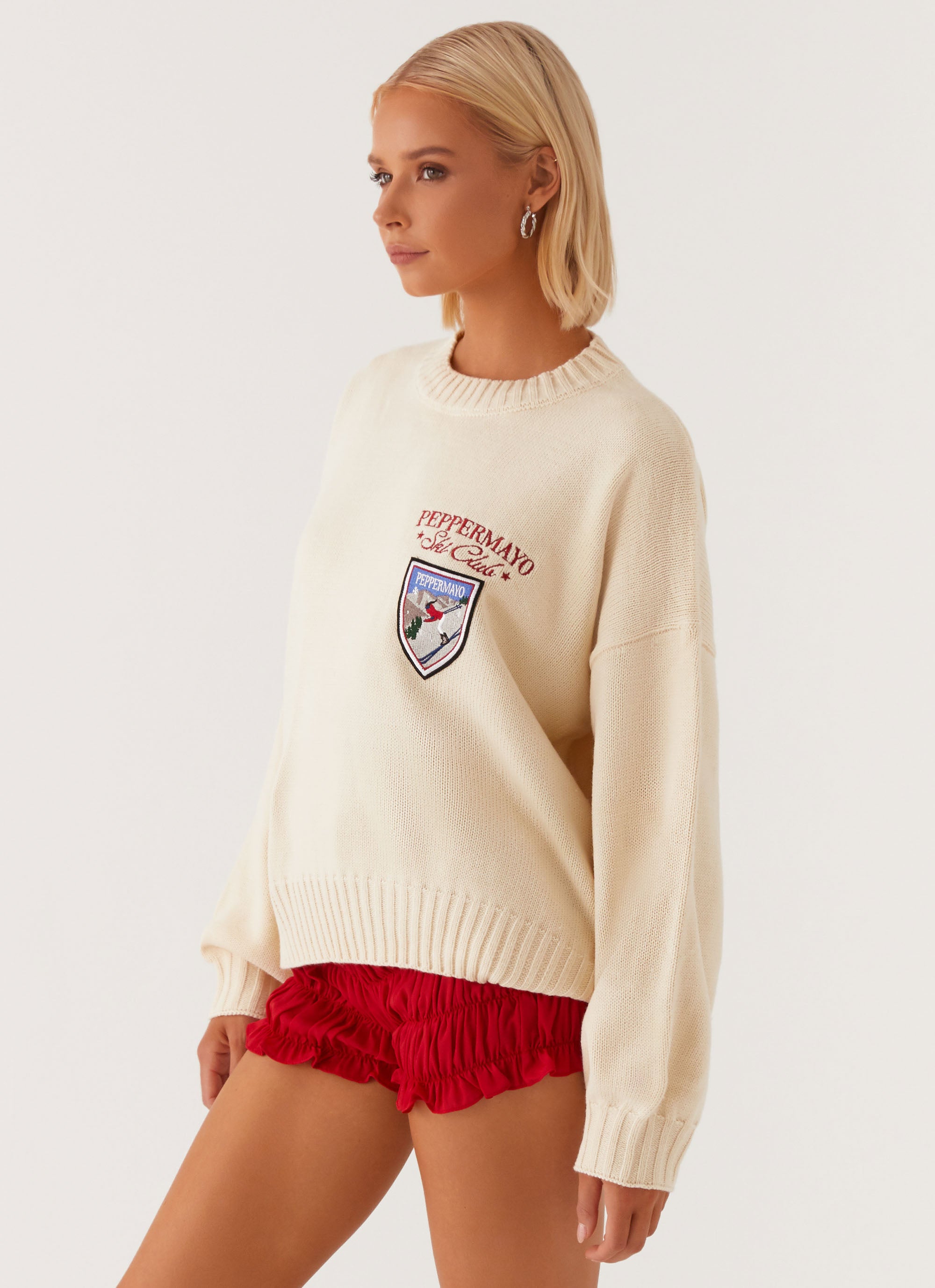 Cozy Oversized Knit Sweater for Women - Ivory Winter Pullover | Perfect for Apres Ski, Christmas & Casual Outfits