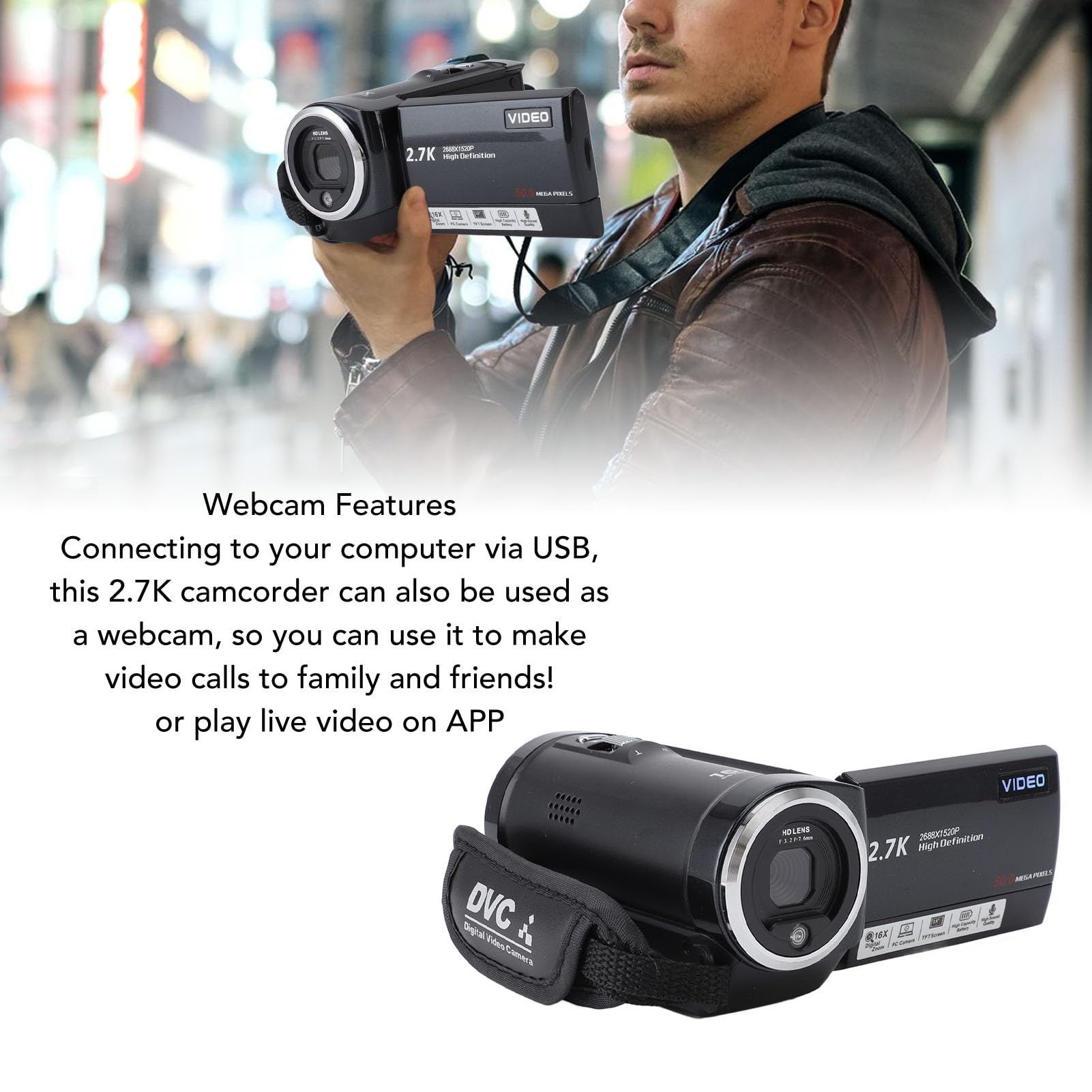 Annadue 2.7K HD 50MP Digital Camera with 2.8